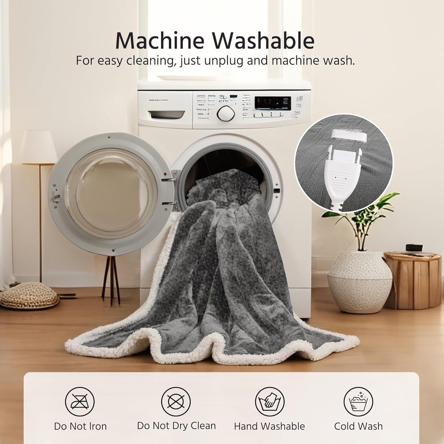 Electric Heated Blanket Full Size 72x84 Inch - Super Soft Flannel, 10 Heat Settings, 1-12H Auto Shut Off, Machine Washable, Easy Controller, Perfect for Winter Warmth - Light Grey