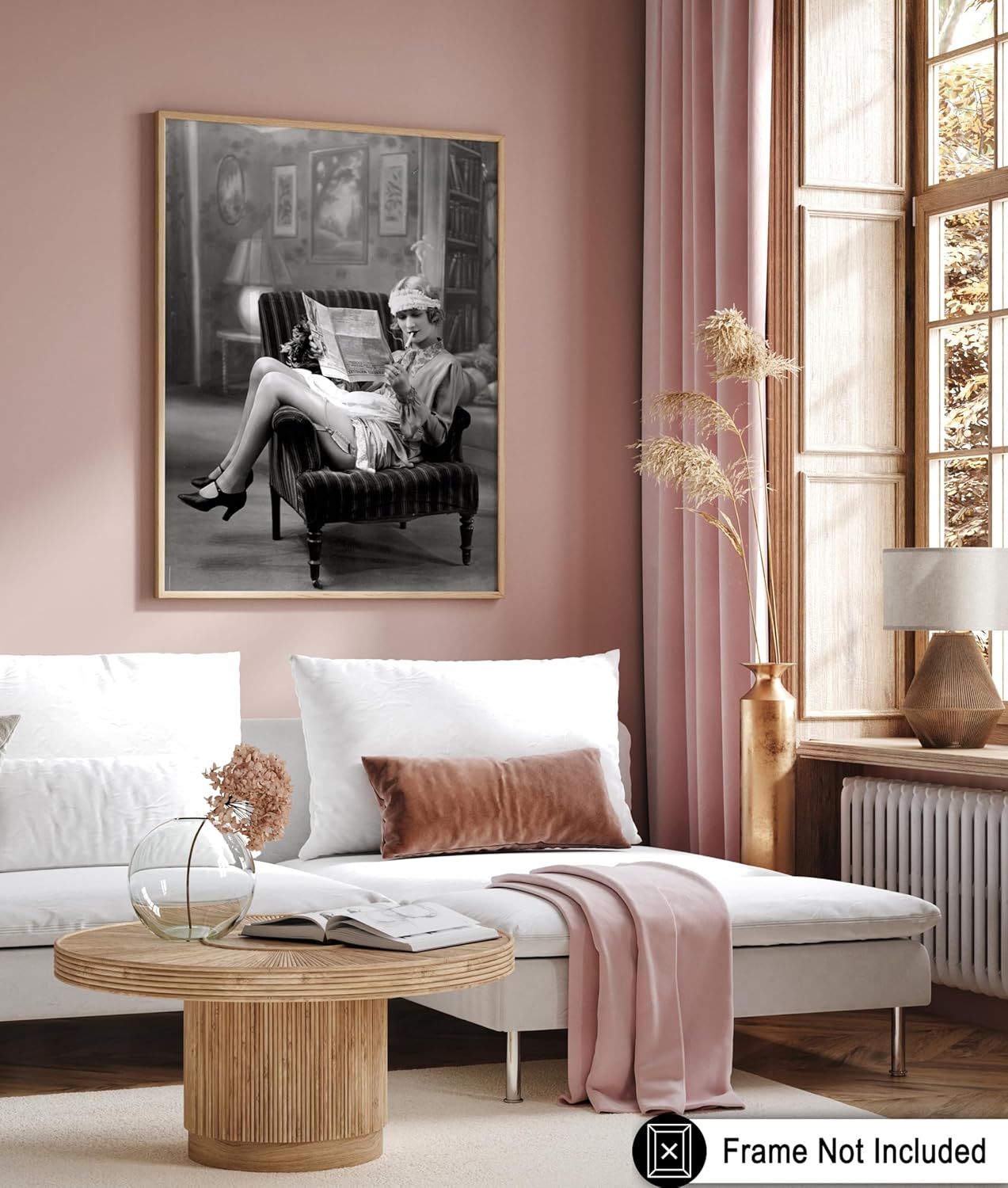 Poster Master Vintage Smoking Flapper Girl Poster - Retro Reading in Stockings Print - Lingerie Art - Fashion Art - Glam Gift for Her, Women - Decor for Bedroom, Living Room - 8x10 UNFRAMED Wall Art