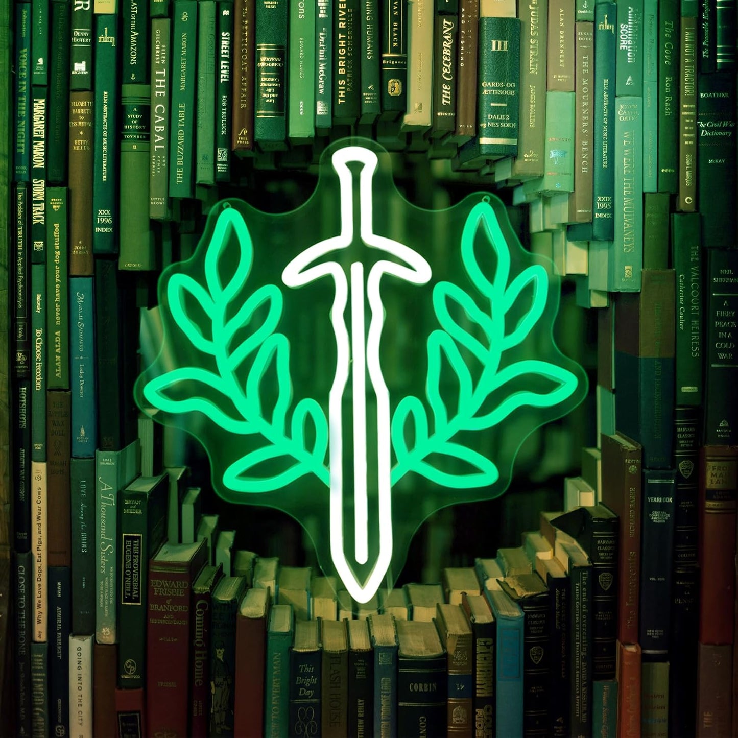 Fantasy Sword Neon Sign Book Neon Light Dimable Green Neon Light Wall Art for Gaming Rooms and Fantasy Book Lovers Students Educators Perfect for Classrooms Libraries Bookstores(12.6×12inch)