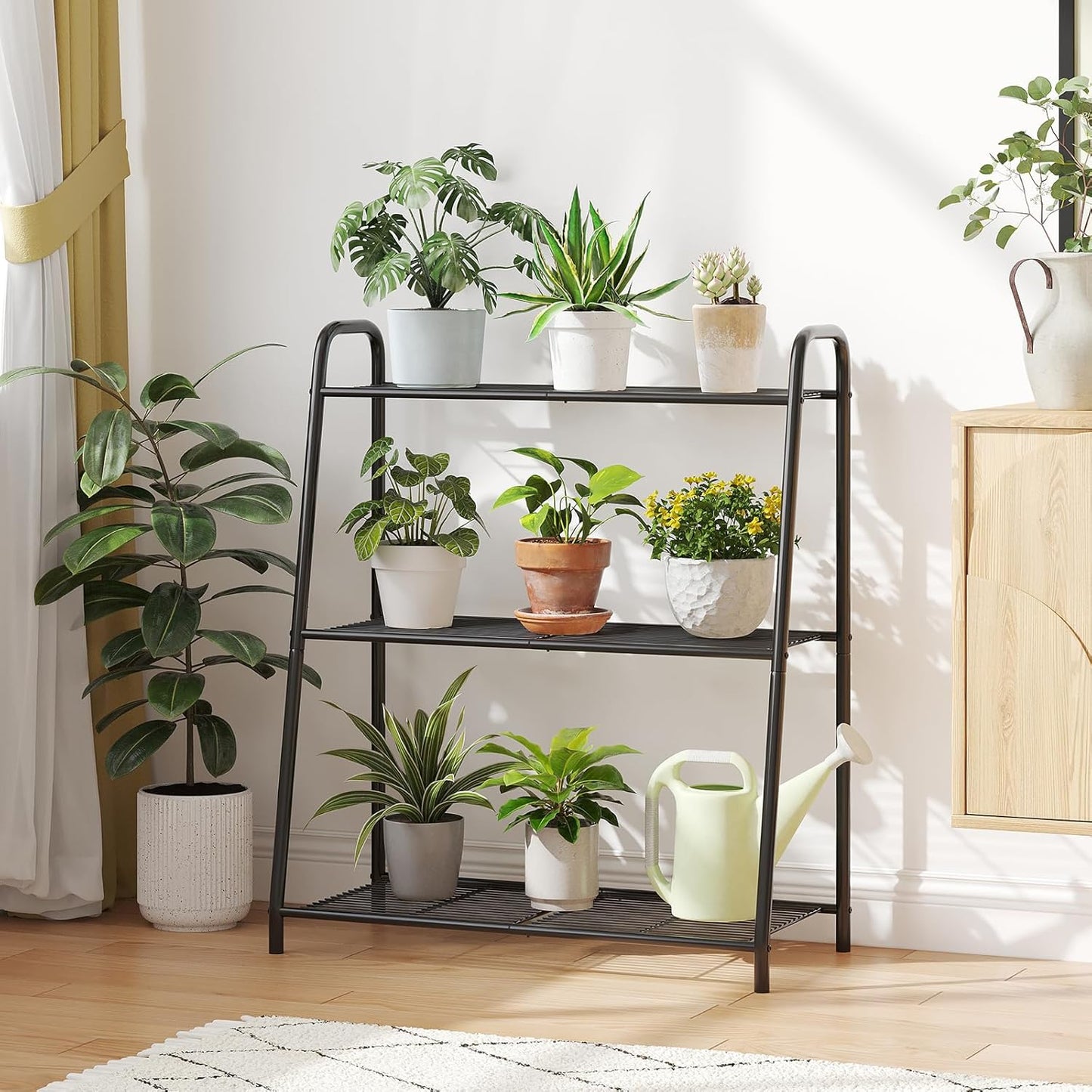Metal Plant Stand Indoor Outdoor for Multiple Plants,3 Tier Plant Shelf,Large Heavy Duty Flower Holder Ladder Plant for Living Room, Patio, Balcony (Black)