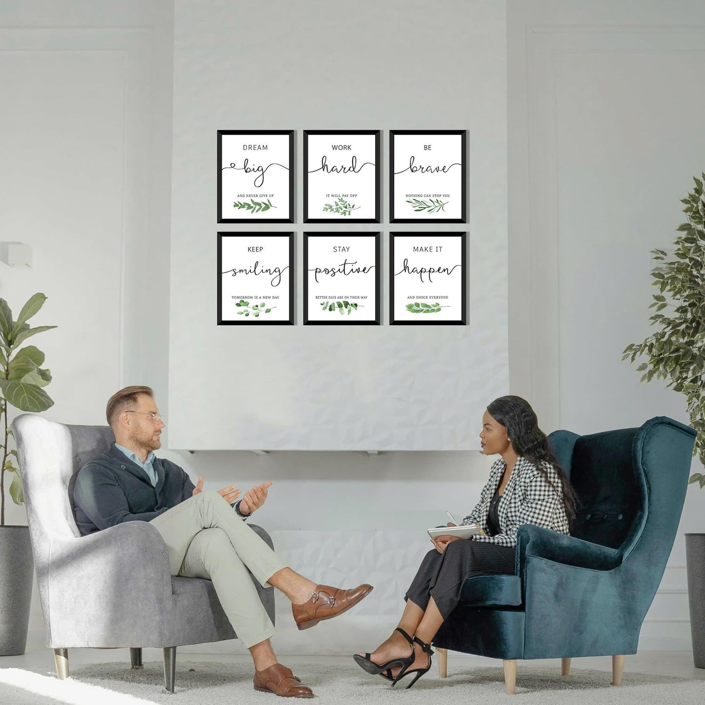 LANCHI95 6 Pcs Inspirational Wall Art Office Decor, Positive Affirmations Wall Art Motivational Prints for Office,Bedroom,Living Room,Classroom 8x10in (Slogan- UNFRAMED)