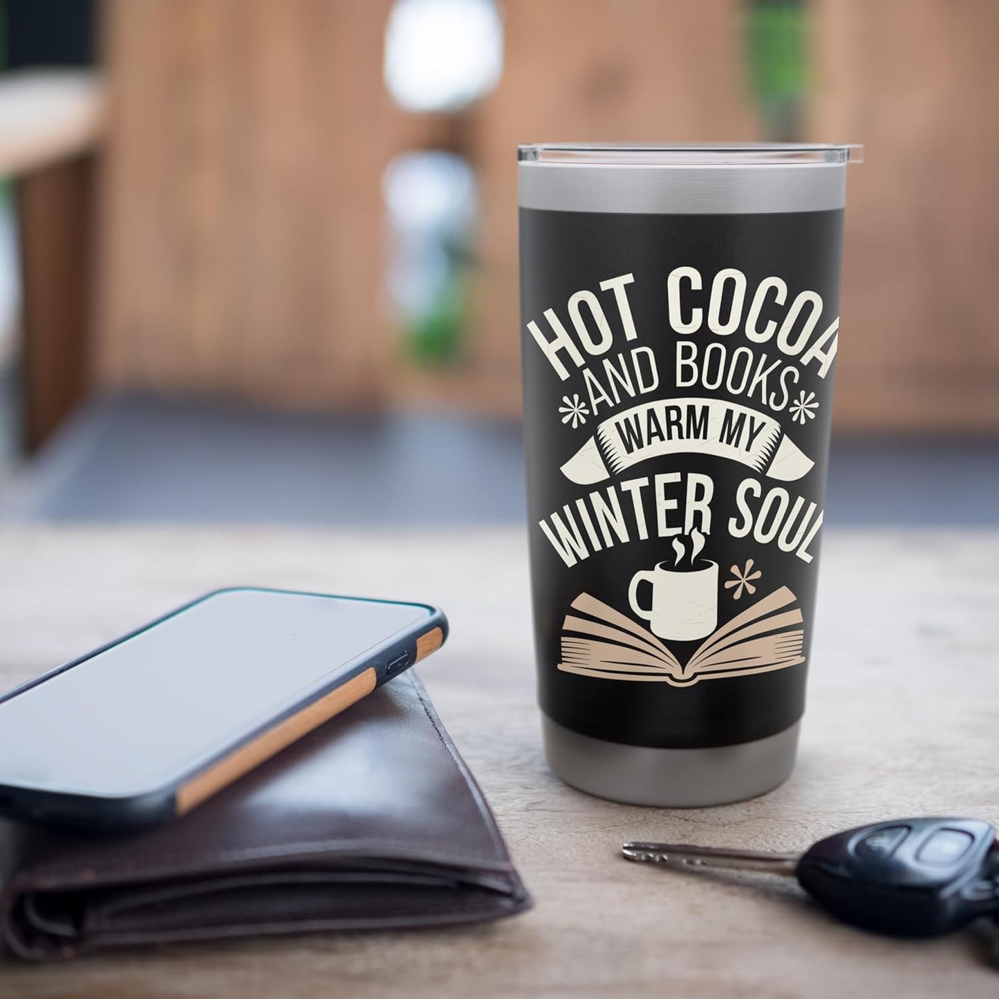 Reading All Winter Cozy Book Lover and Literary Escape Stainless Steel Insulated Tumbler
