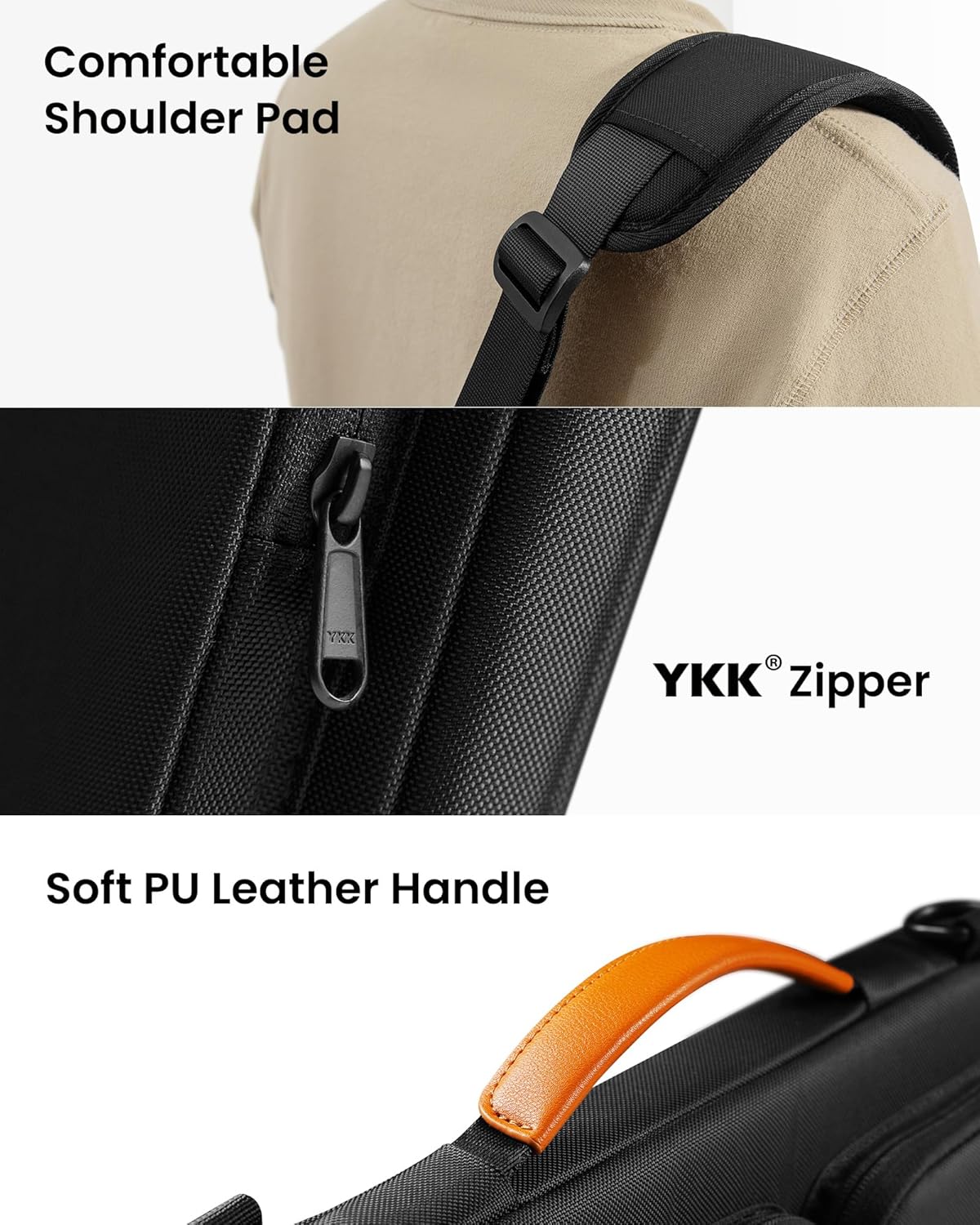 tomtoc 360° Protective Laptop Shoulder Bag for 15.6-16.2 Inch Laptop, Fit Acer Aspire 3/5/7, HP Pavilion 15.6, Dell Inspiron/XPS, ASUS ROG/TUF, Lenovo ThinkPad, Water-Resistant Accessory Case