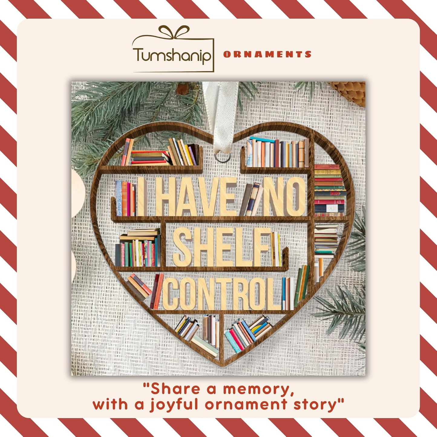 TUMSHANIP Book Lovers Ornament - Books Club, Bookworms, Reader Tree Ornaments - Book Lover Gifts, Reading Librarian Gifts - Gift for Book Lovers Women Men - Wood & Acrylic Christmas Ornament 2025