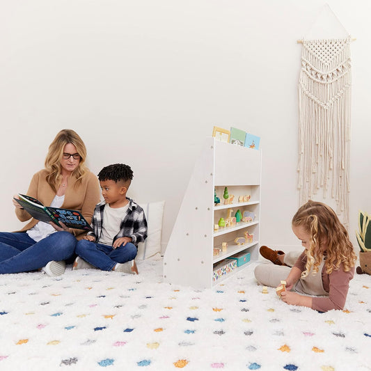 ECR4Kids Streamline Single-Sided Book Display with Storage, Classroom Bookshelf, White Wash