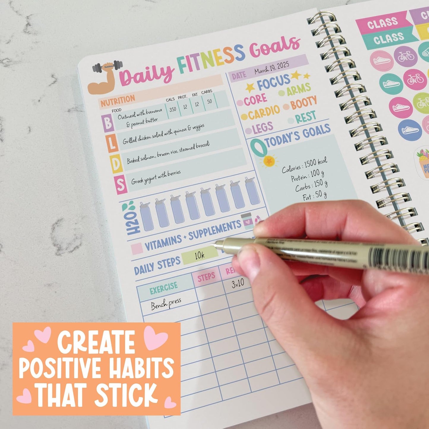 Fitness Journal for Women - Workout Journal for Women, Food and Fitness Journals, Undated Workout Log Book Planner, Exercise and Gym Journals, Exercise Planner Weight Loss Tracker