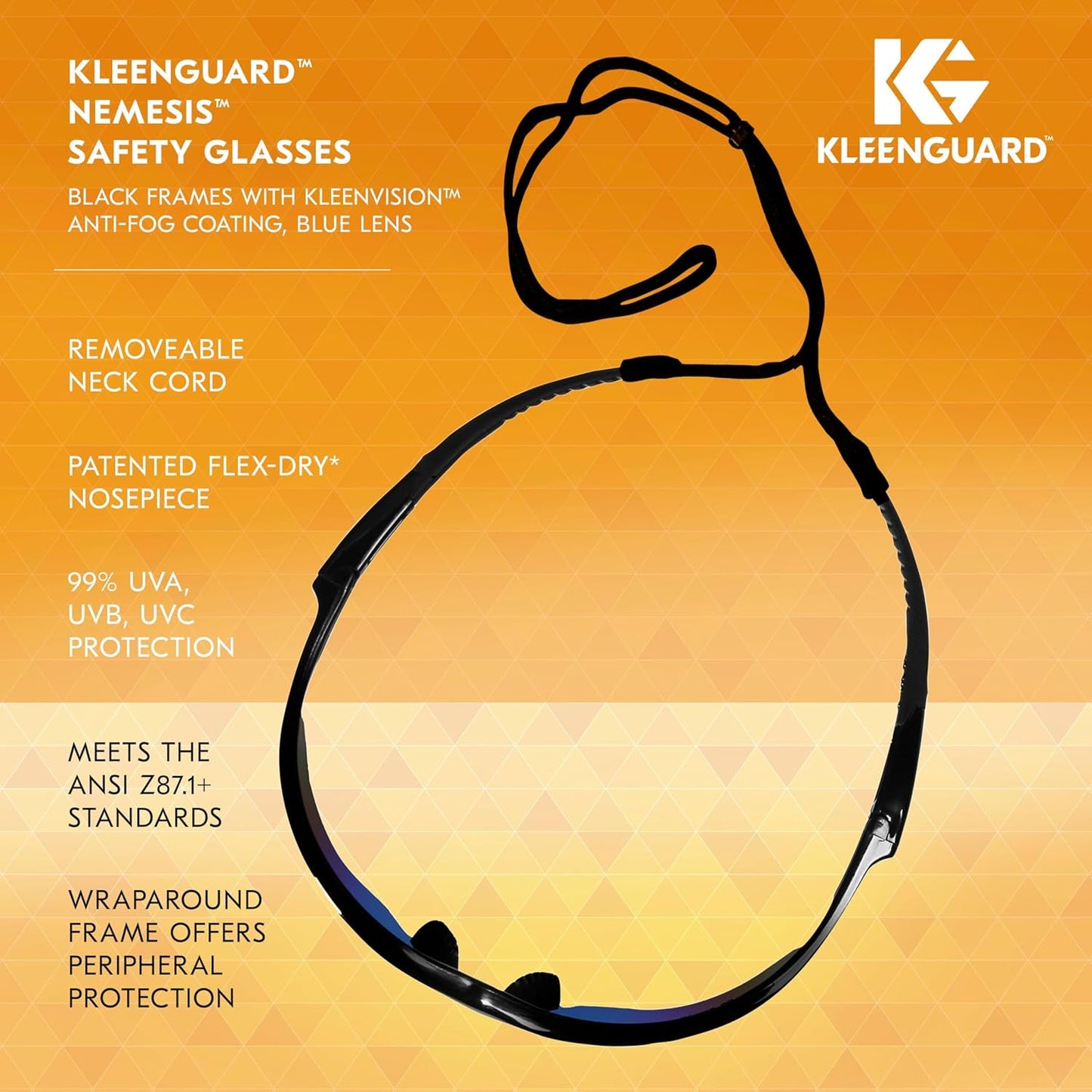 KleenGuard™ V30 Nemesis™ Safety Glasses (14481), Blue Lenses with Mirror coating, Black Frame, Unisex Eyewear for Men and Women (12 Pairs/Case)