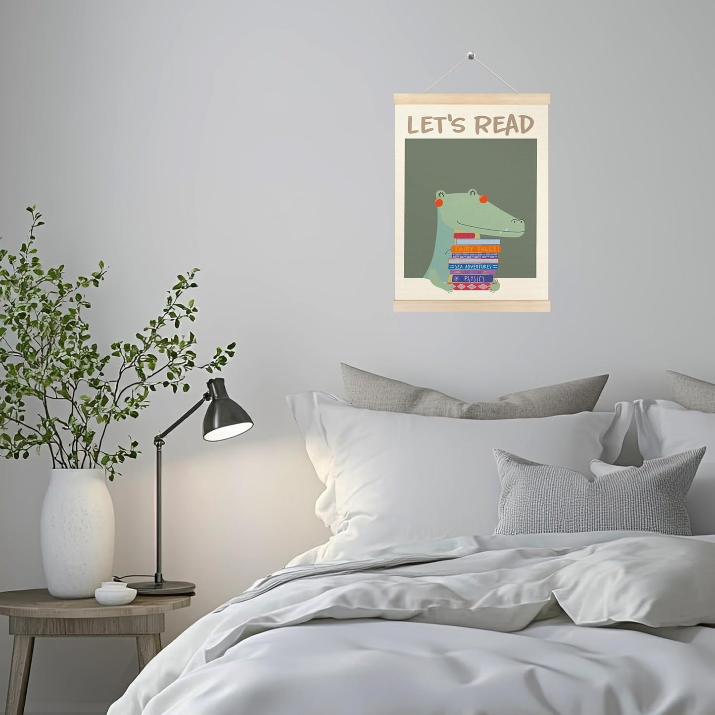 HUGANE Dinosaur Wall Decor, Let's Read Dinosaur Wall Art Poster, Posters for Boys Kids Room Playroom Nursery Classroom, Reading Nook Decor,2x16 Inches(Color-2)