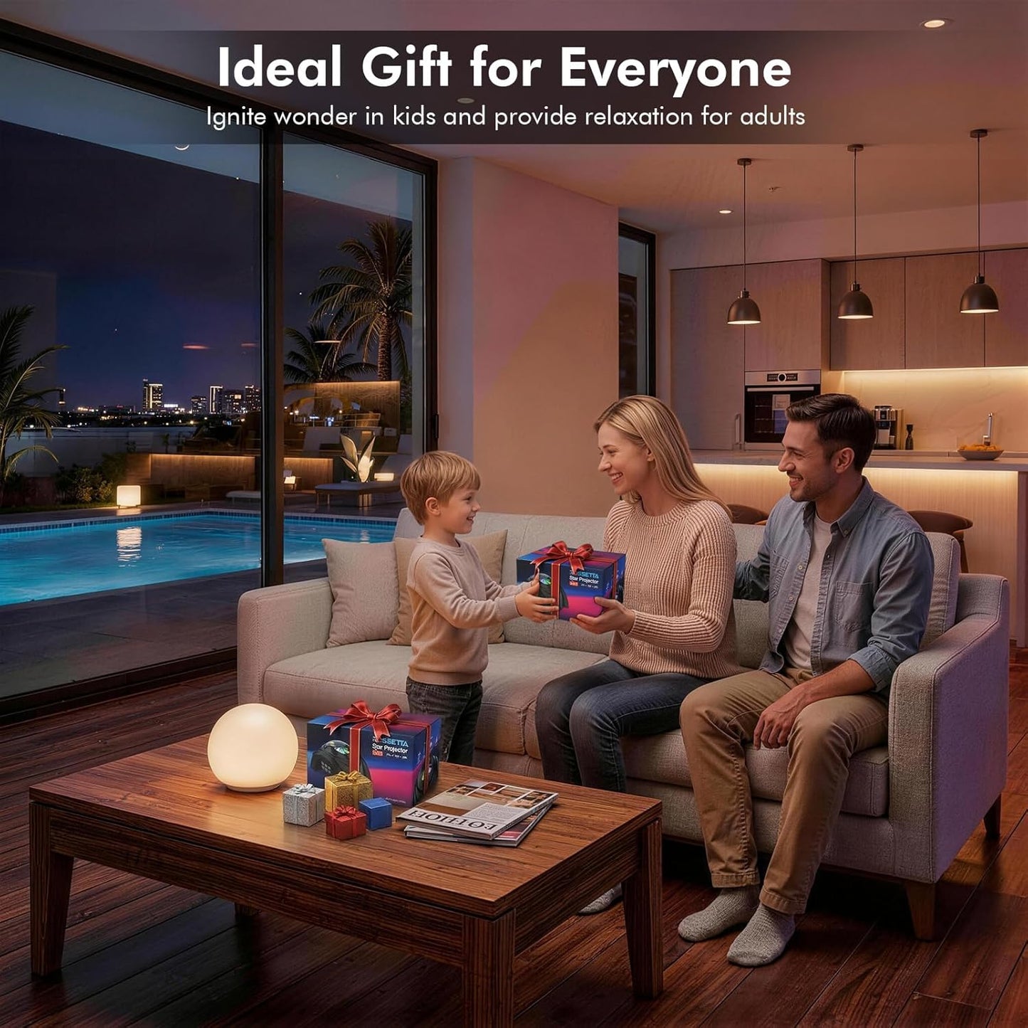 Rossetta Dual Lens Galaxy Projector, Star Projector for Bedroom with 58 Light Effects, Night Light Projector with White Noise & Bluetooth Speaker, Remote Timer, Easter Room Decor Gift for Kids Adults