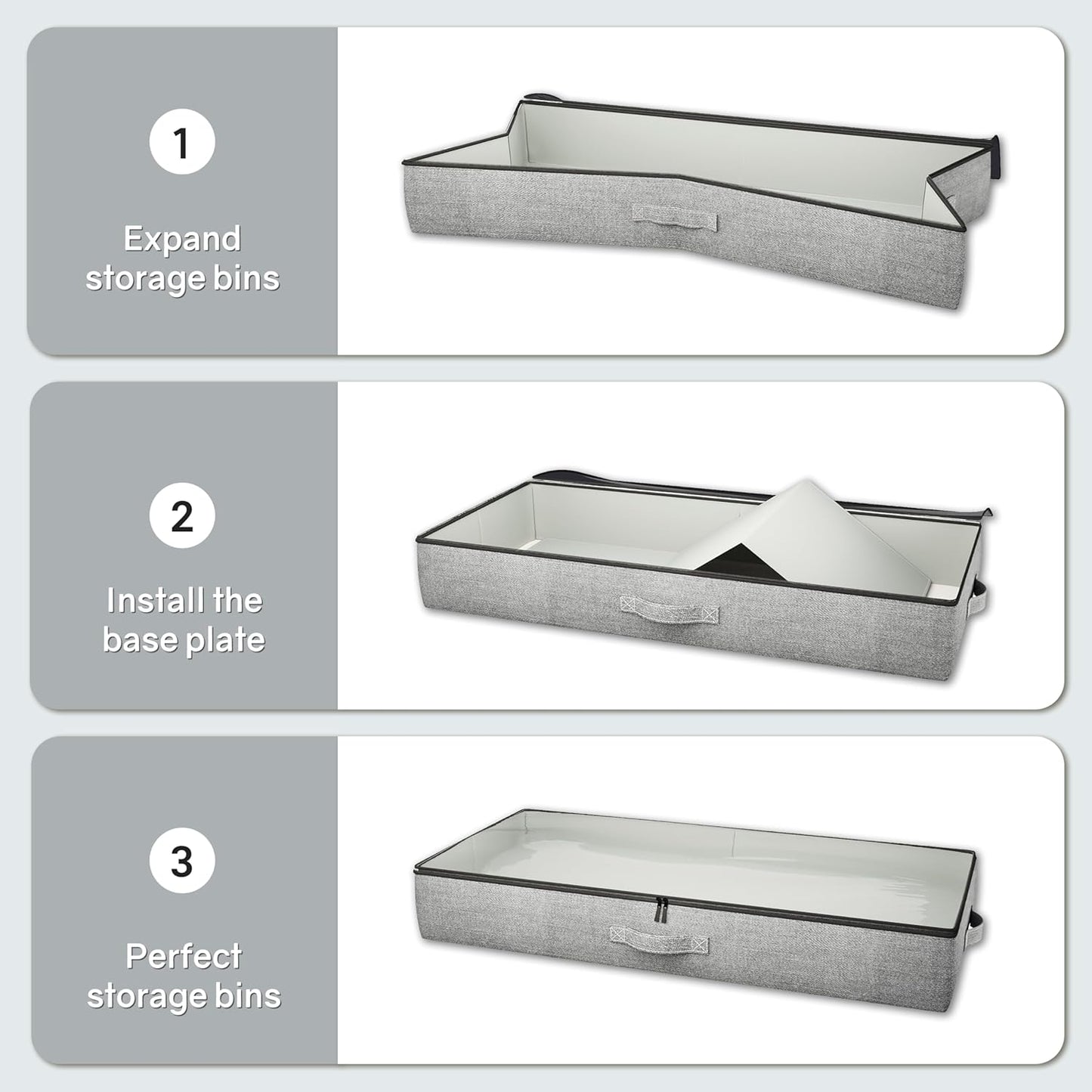 2-Pack Under Bed Storage Containers, 4.5 Inches Tall Low Profile Underbed Clothes Storage Organizer Bin with Sturdy Sidewalls/Bottom, Underbed Storage Bins 2 Storage Thin Bins