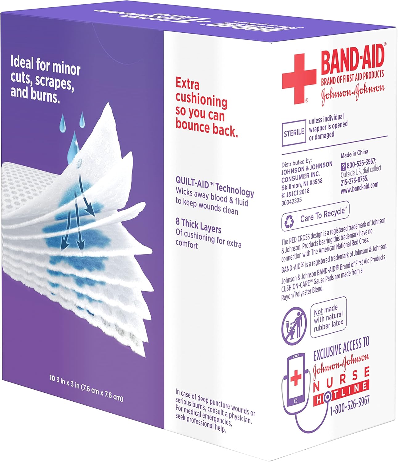 Band-Aid Brand Cushion Care Non-Stick Gauze Pads, Individually-Wrapped, Medium, 3 in x 3 in, 10 ct