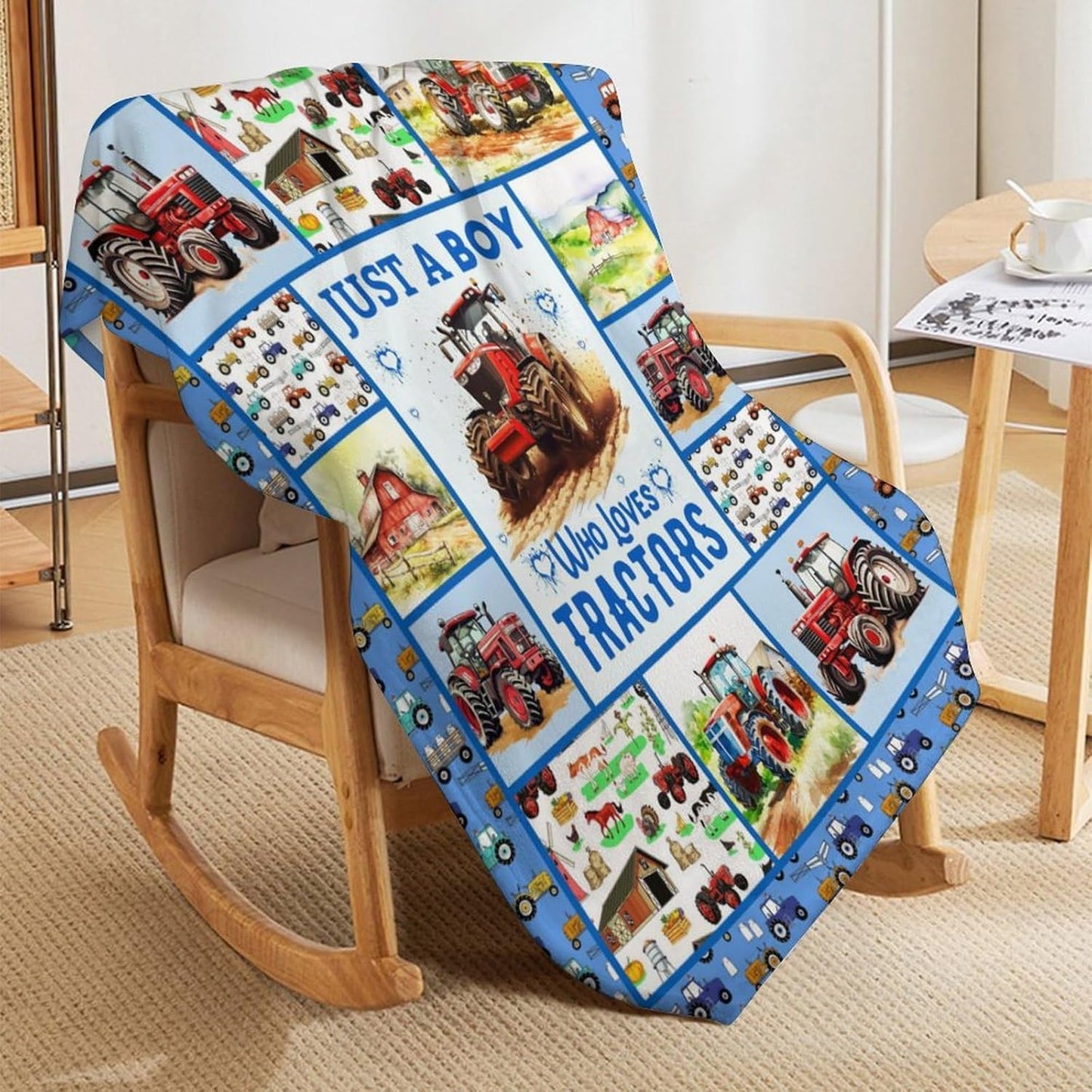Tractor Throw Blanket - Soft Flannel Blankets for Teens Adults Women Men Tractor Lovers - Warm Throw Blankets for All Season Lap, Chair, Sofa - 70"x50"