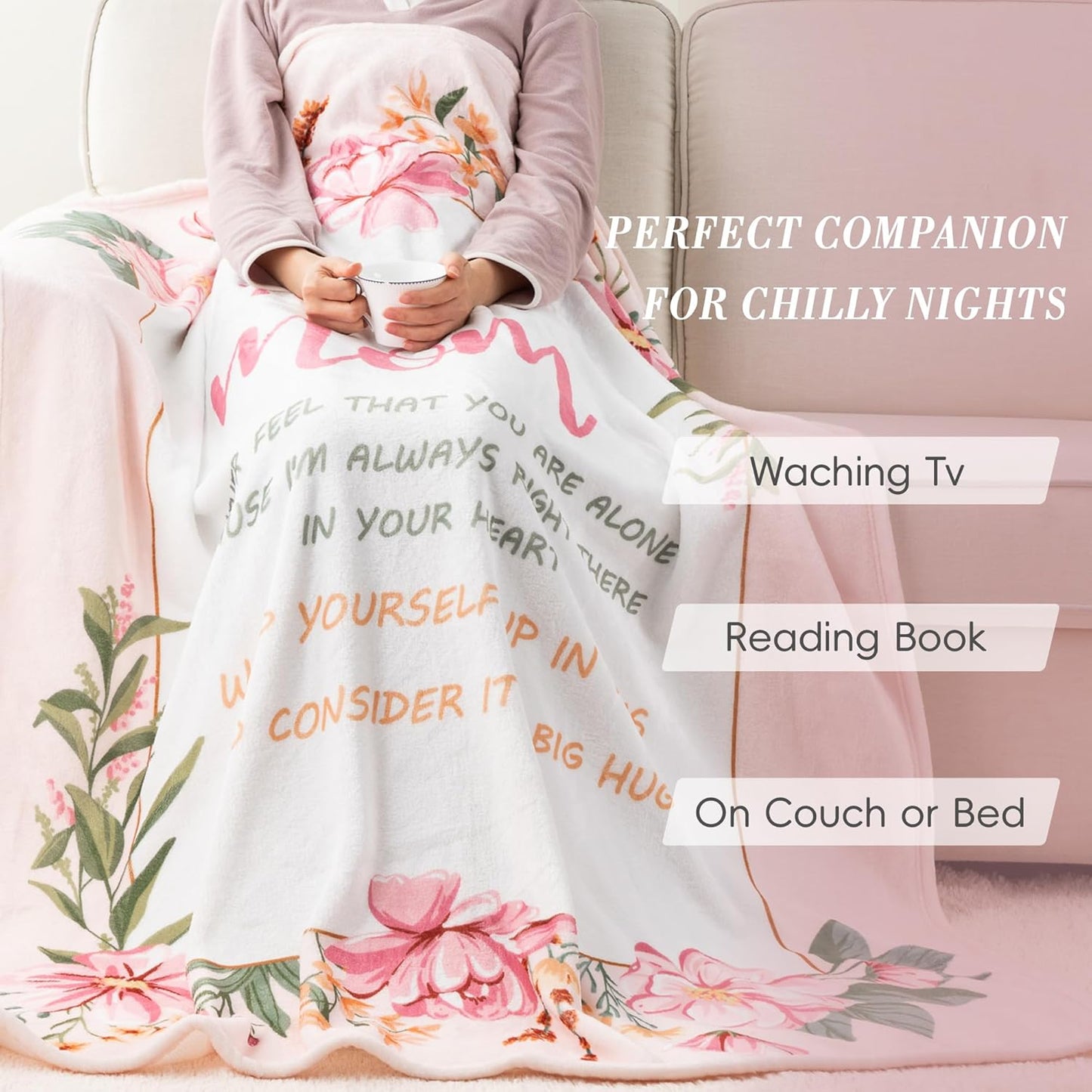 Battilo to My Mom Blanket Gift from Daughter Son, Unique Birthday Gifts for Mom Wife, Mother Birthday Present,Super Soft Flannel Throw Blankets for Bed Couch Mom Day(50 x 60 in)