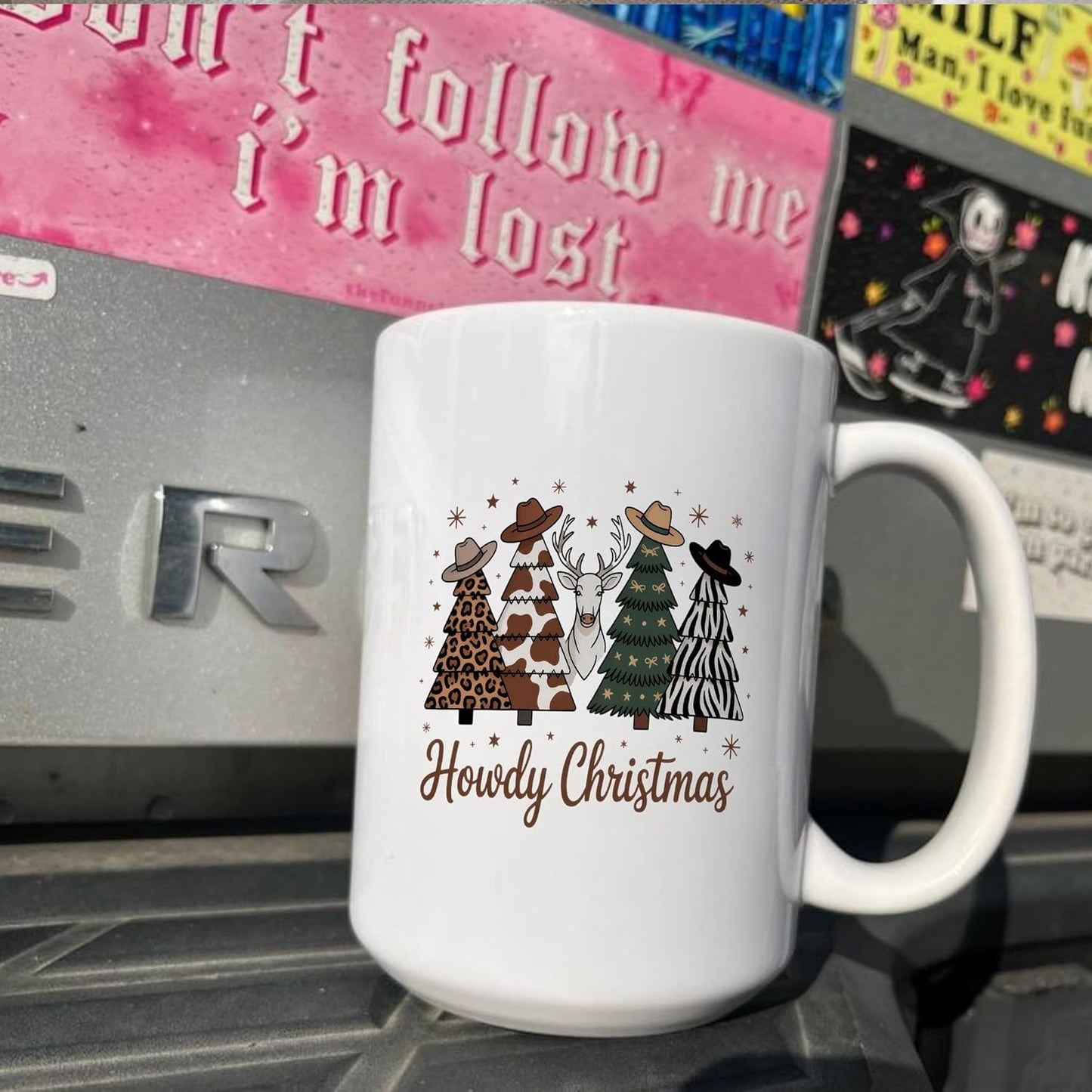 Funny Western Leopard Milk Cow Stripe Zebra Christmas Tree White Mugs, 11oz 15oz Drinking Cups, Kitchen Décor, Gifts For Book Lovers
