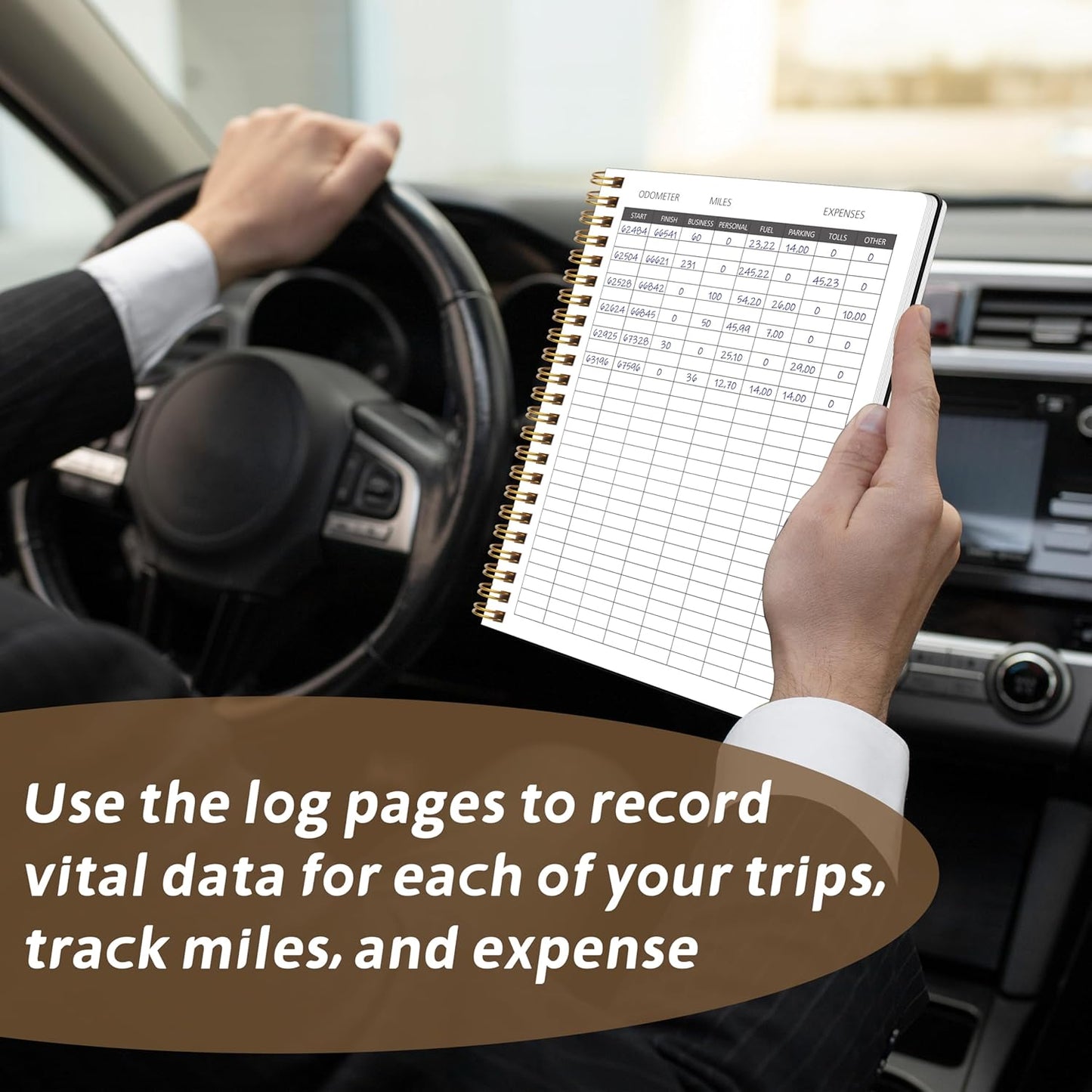 Auto Mileage Log Book for Taxes, Vehicle Maintenance Log Book, Mileage Tracker for Car, Spiral Bound Mileage Log Book for Expense Rocord Notebook, 5.9"x 8.6", Black