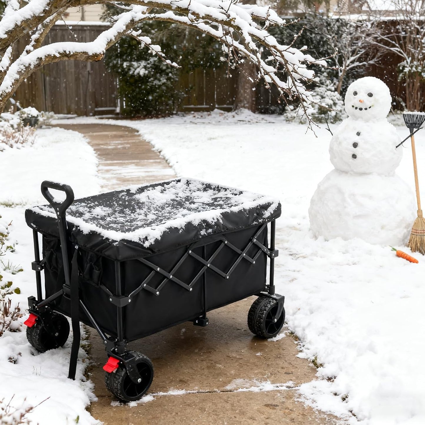 Wagon Cover for Heavy Duty Folding Carts – Waterproof Oxford Fabric with Dust, Leaf & Snow Protection, Elastic Hem and Drawstring Fit for Outdoor Storage and Travel Use