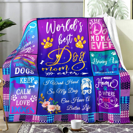 Dog Mom Gifts for Women,Mothers Day Dog Mom Blanket Gifts for Dog Lovers for Women,Throw Blankets for Dog Moms Birthday Gifts for Bed Couch 50”X40”