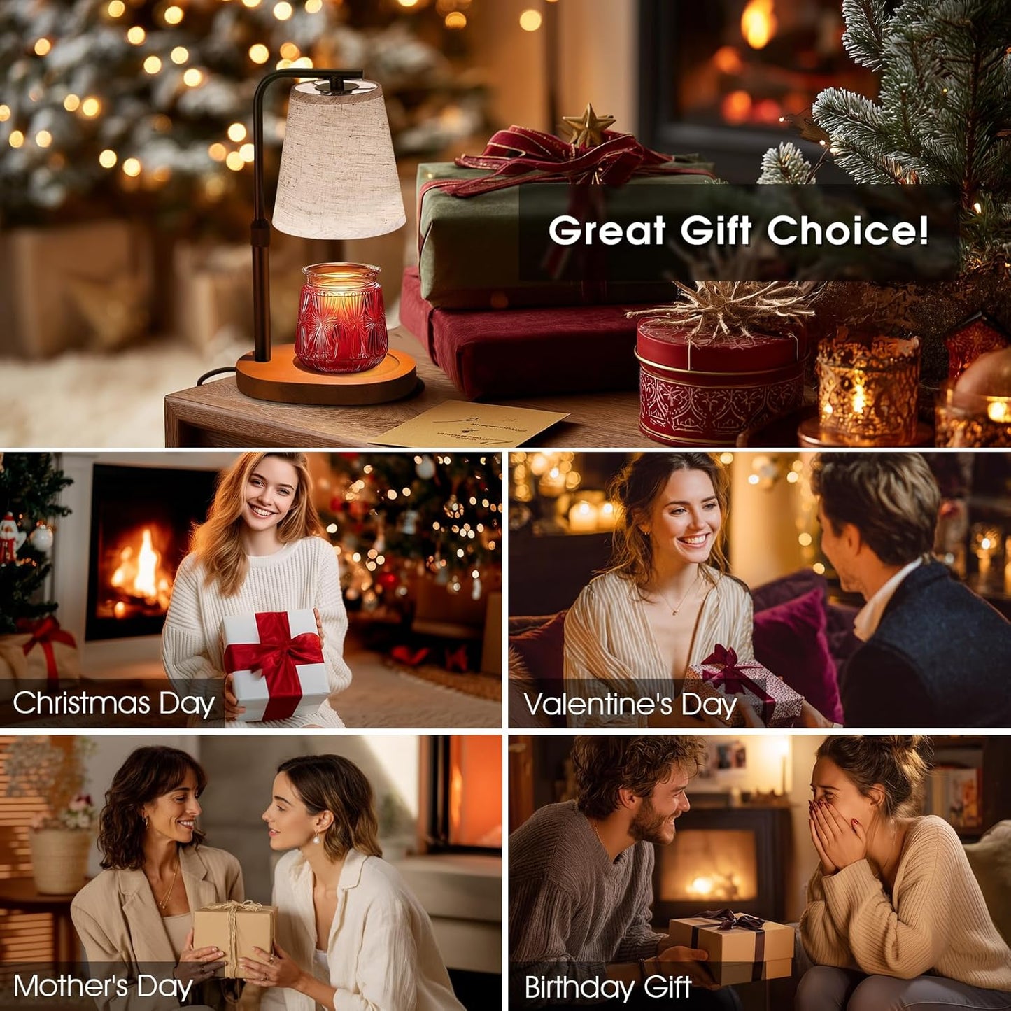 Candle Warmer Lamp with Timer Dimmable, Adjustable Height Candle Warmer Light for Jar Candles with 2 Bulbs, Christmas Birthday Gifts for Women Mom, House Warming Gifts New Home, Room Office Home Decor