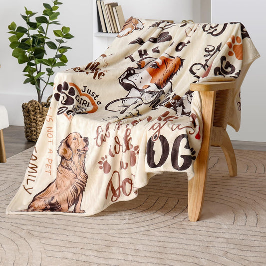 Dog Throw Blanket Cute Dog Animal Pattern Blanket Ultra Soft Flannel Fleece Blankets Lightweight Cozy Fluffy Plush Blanket for Bed Couch Sofa 50" X 60"