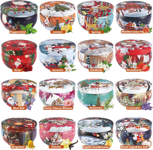 16Pack Christmas Scented Candles Gift- Aromatherapy Candle-Soy Wax-Long Lasting Burn time, Christmas Thanksgiving Gifts for Women,Advent &Home Decor.