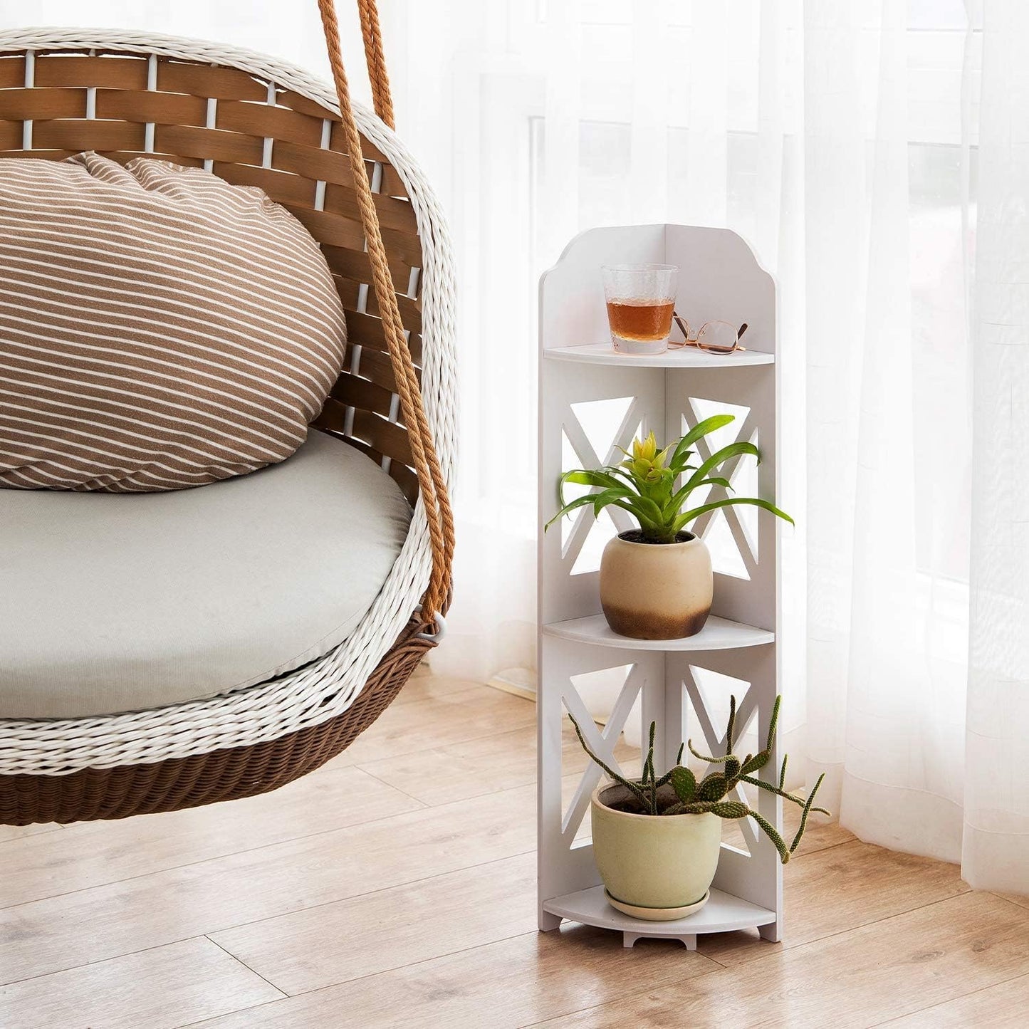 Corner Shelf Stand, Storage Organizer Great for Bathroom, Corner Shelf Perfect for Small Space,Waterproof Stand Also Use for Toilet Paper Stand,White