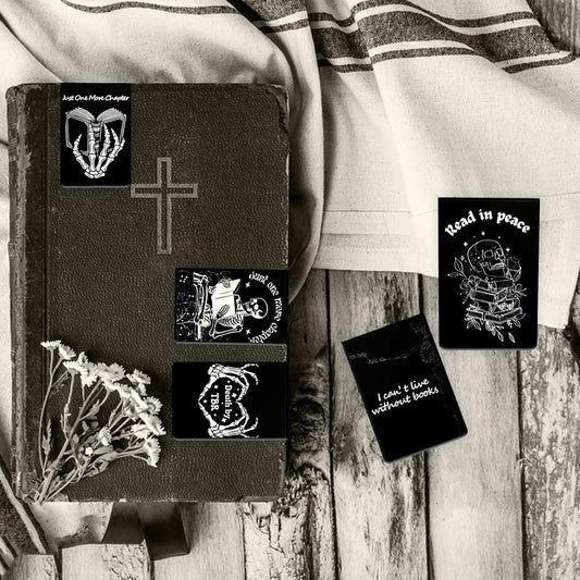 6Pcs Big Size Skeleton Christmas Magnet Bookmarks with Strong Magnet, Christmas Gothic Book Marker, Christmas Holiday Gift for Book Lovers Bookworm Bookish