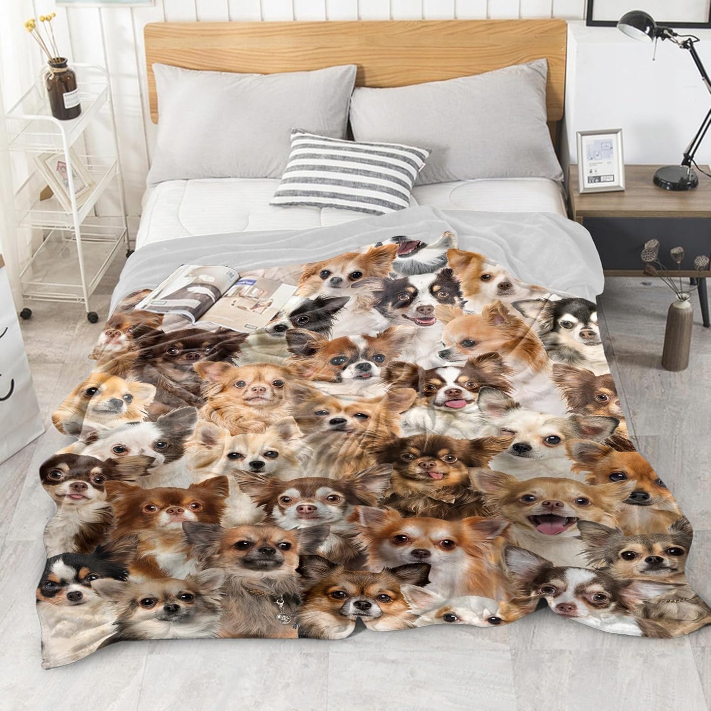 Chihuahua Dog Blanket, Soft Fleece Throw Blanket for Couch Bed Sofa, Cozy Chihuahua Gifts for Women Kids Adults, Plush Dog Lover Blanket Home Decor, 40"x50"