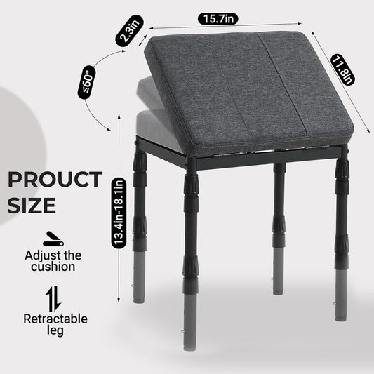 Adjustable Ottoman Pouf, 4 Height Position & 60 Degree Tilt Angle Adjustment Footrest Ottomans Footrest Foot Stools Pouffe Footstool for Under Desk for Living Room Home(Carbon Gray)