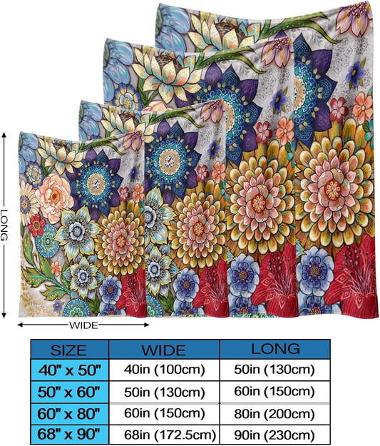 Neasow Floral Fleece Throw Blanket, Vibrant Color Boho Flowers Blossom Cozy Decor Throws for Sofa Bed Couch Chair or Dorm 50×60 inch