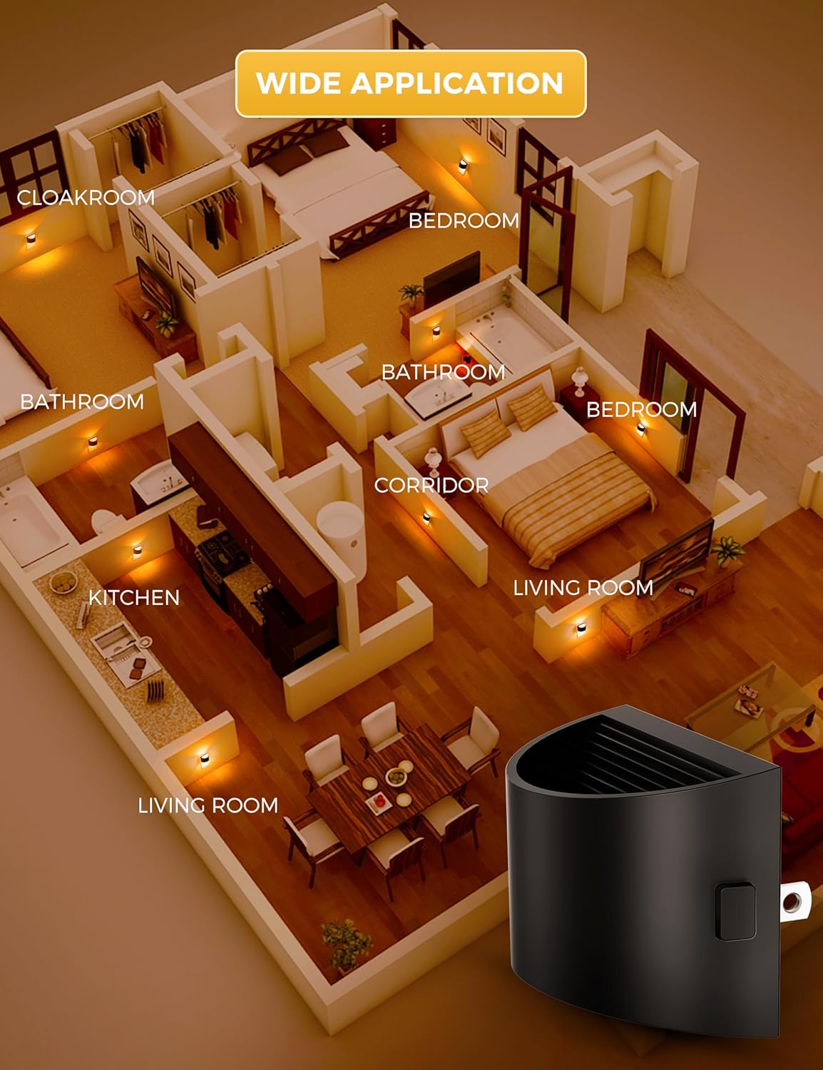 L LOHAS LED Night Light 2 Pack, Night Lights Plug into Wall, Dusk to Dawn Sensor Nightlight, 3 Level Brightness Adjustable, 1600K Amber Light, Mood Lighting