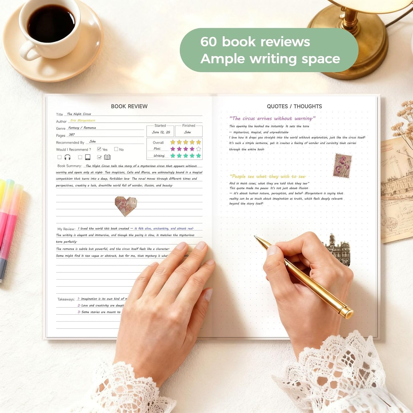 Verveorig Book Reading Journal with 60 Reviews, Reading Accessories & Bookish Gifts for Books Lovers & Readers Women, Hardcover Book Tracker Reading Log Journal, 5.7" x 8.3", Flowers