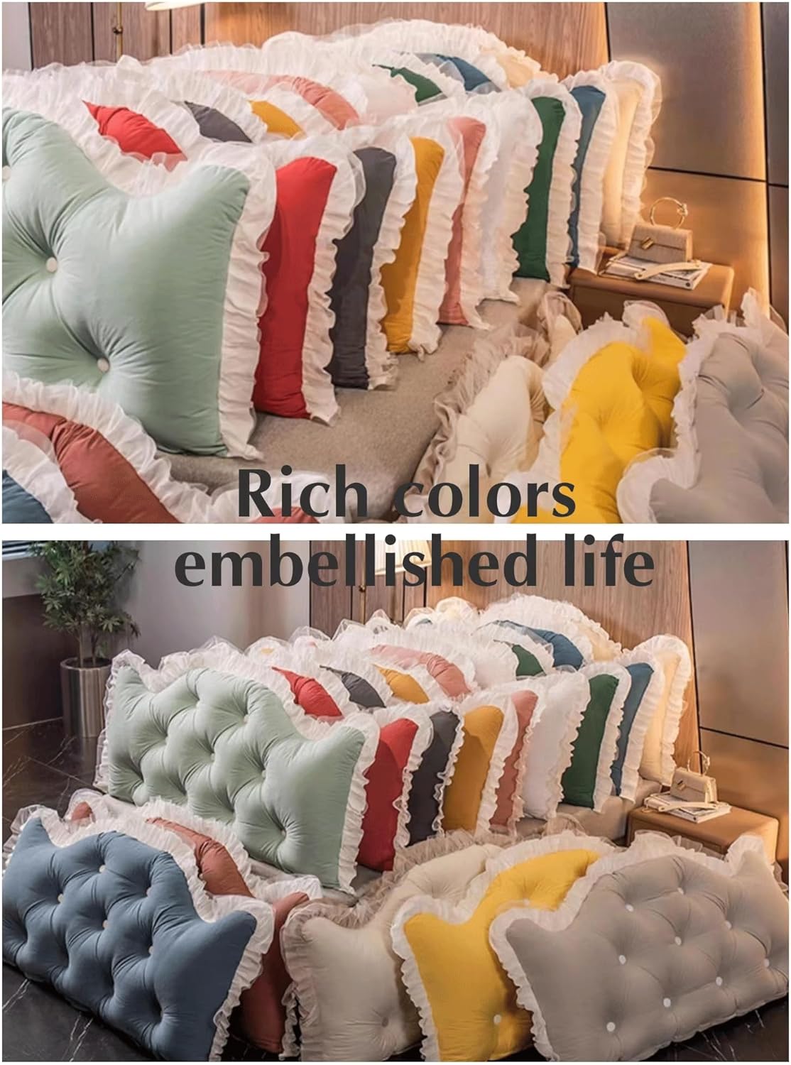 Headboard Pillow Full King Queen Twin, Large Reading Pillow Bolster Backrest Pillow Wedge Positioning Support Pillow for Sofa Bed Lumbar Pad Full Size(Size:35"/90cm,Color:E)