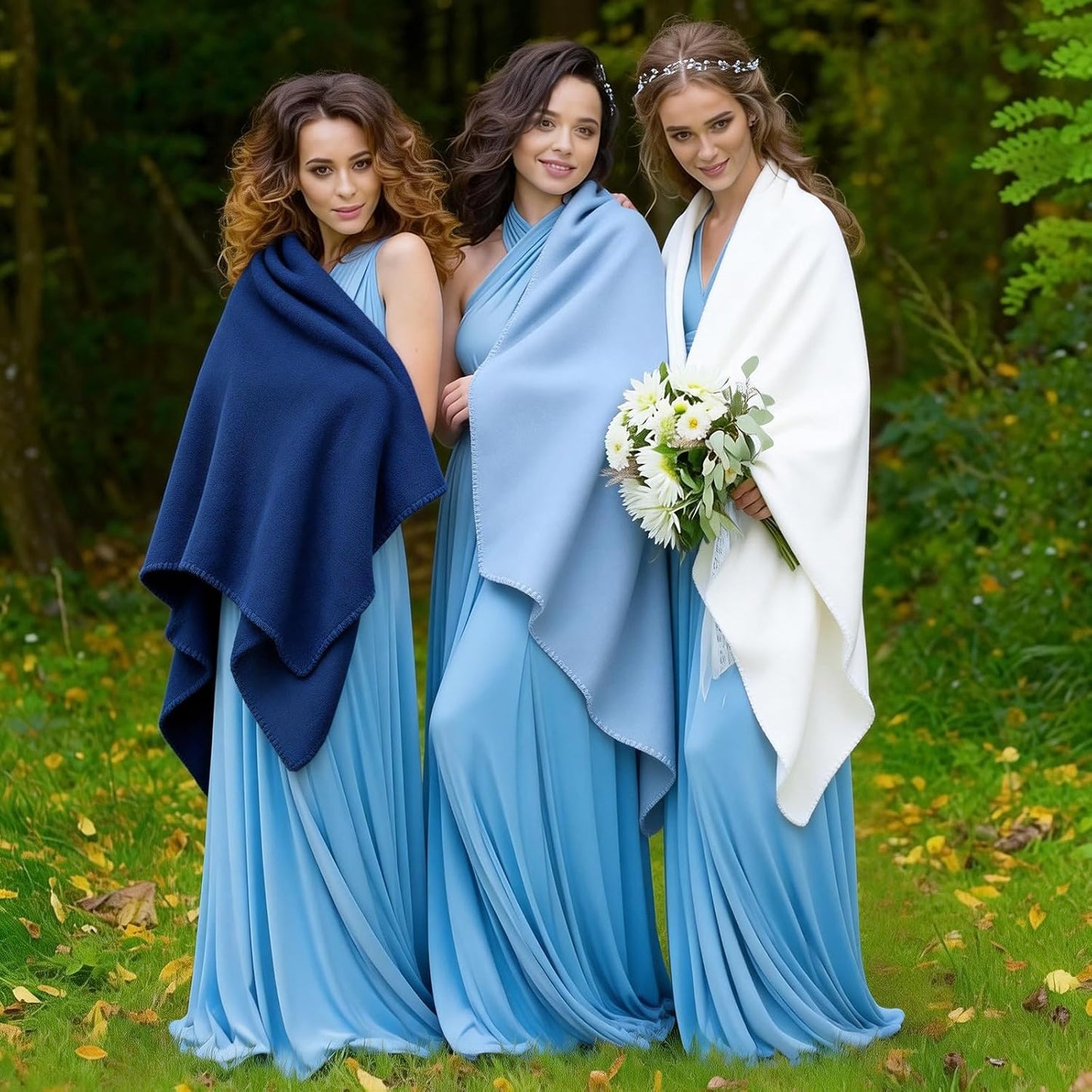48 Pack Wedding Fleece Blankets Bulk 50 x 60 Inch Soft Lightweight Throw with to Have to Hold Card for Guests Lap Sleepover Spa Slumber Favors Gifts for Seasons (Gradient Blue)