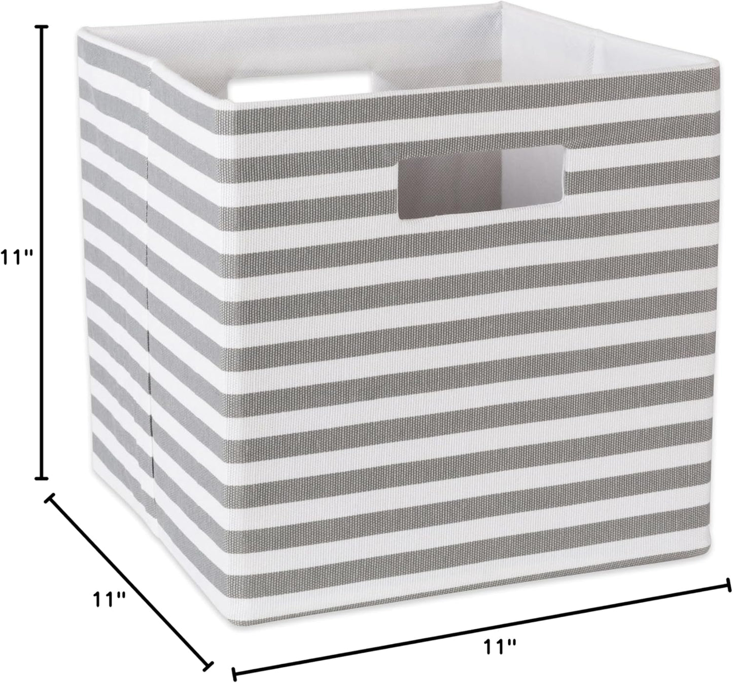 DII Collapsible Polyester Storage Cube, Pinstripe, Gray, Small