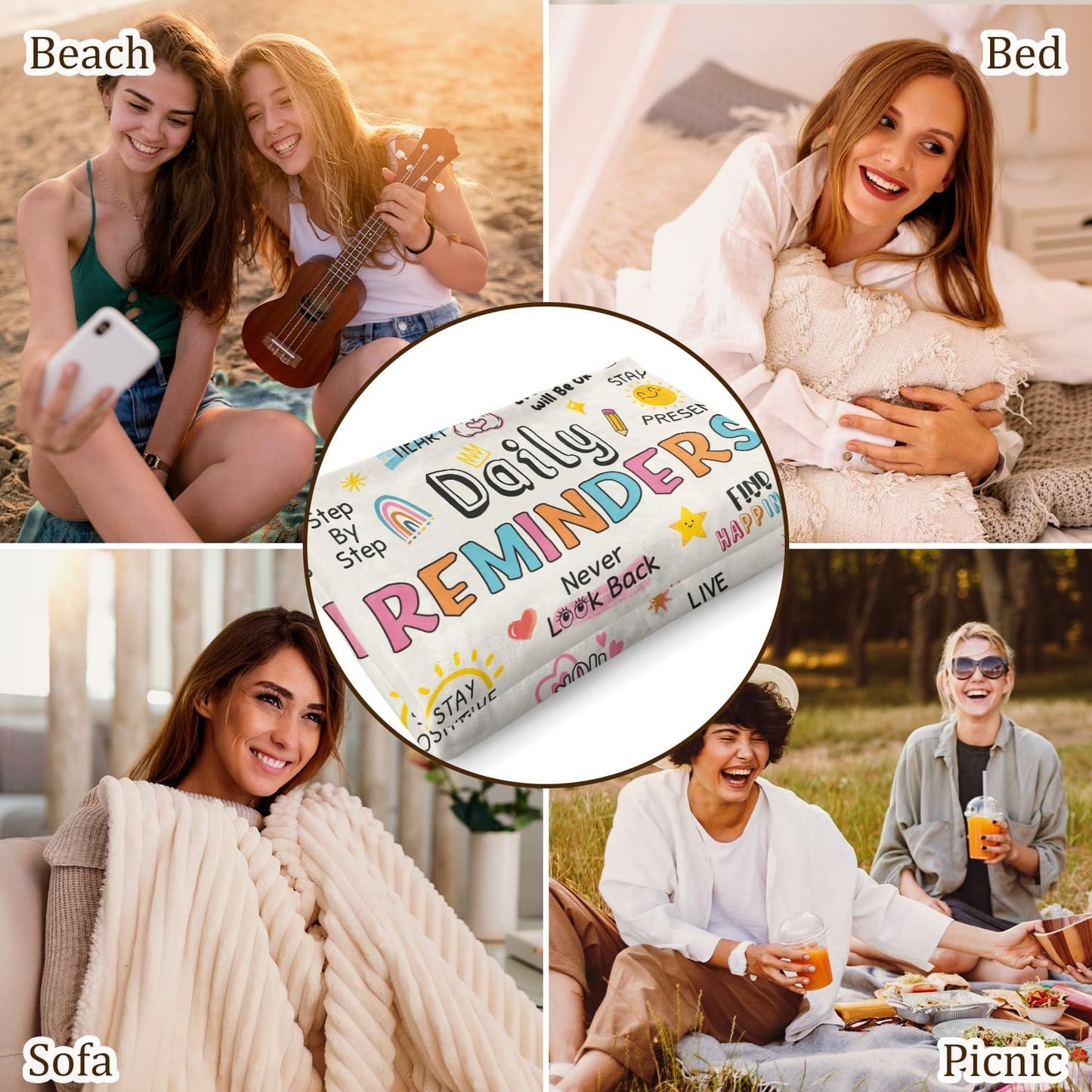 Inspirational Blanket Gifts for Women - Daily Reminders with Positive Affirmations, Encouragement Christmas Birthday Self Care Gifts for Women Sister Best Friend Coworker, 60"X50" Soft Cozy Throw