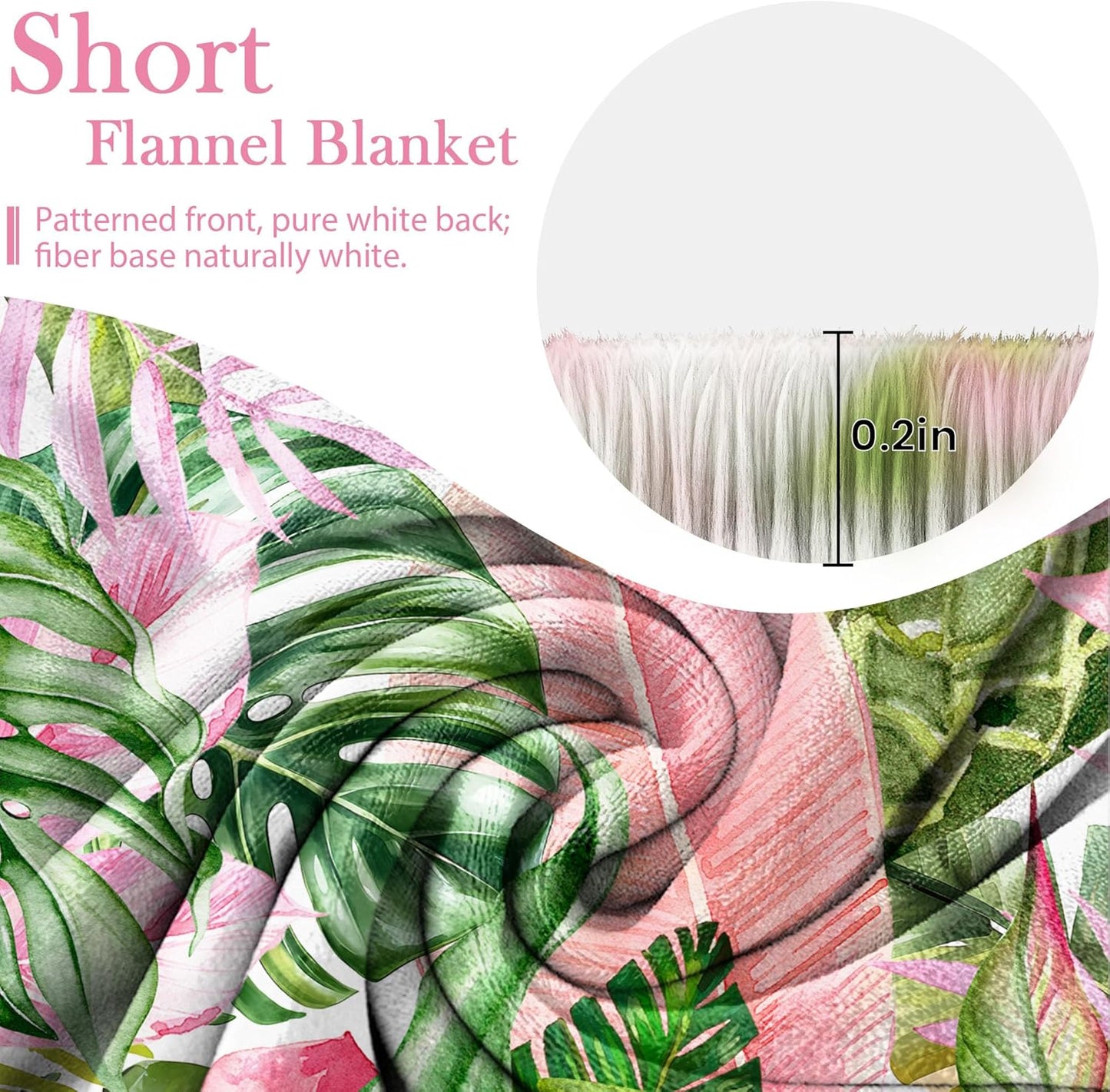 Pink and Green Tropical Palm Leaf Throw Blanket Monstera Leaves Jungle Plant Flannel Blankets for Couch Bed Living Room Sofa, Decorative Patterned Super Soft Cozy, 50x60 in