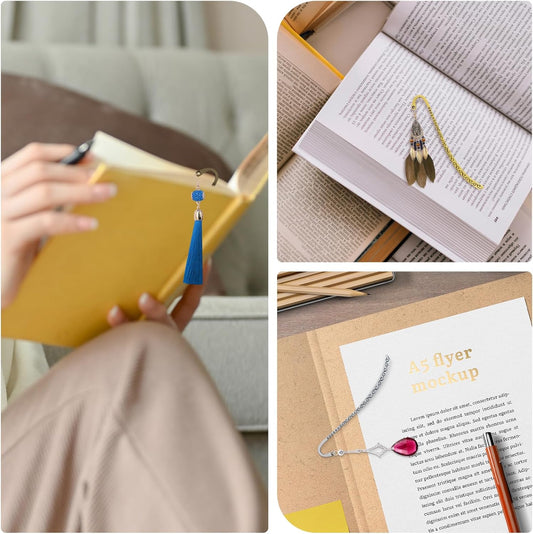 60pcs Metal Bookmarks Beading Vintage Bookmark, Retro Bookmarks with Hook for Adults, Kids, Teacher Student Reading and Enthusiasts Gifts