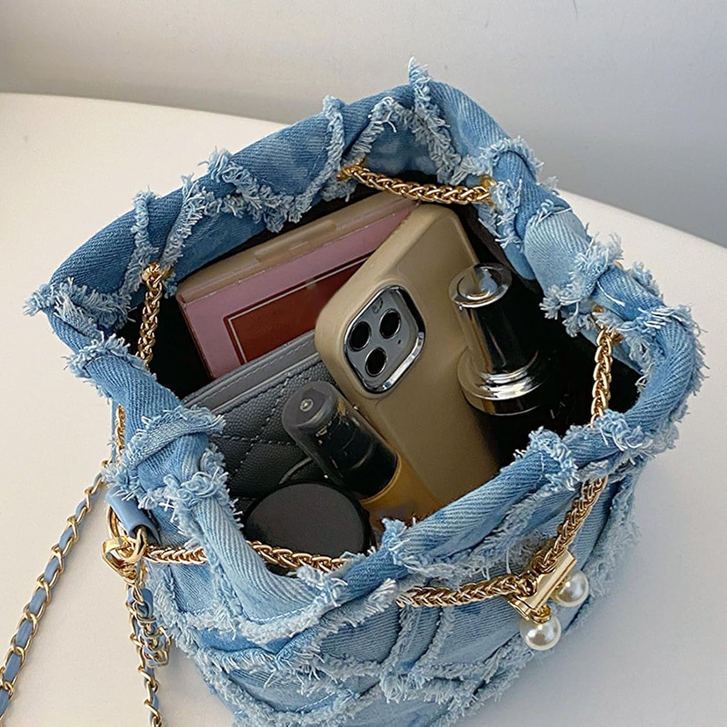 Denim Purses for Women Tote Bag, Lightweight Crossbody Purse with Multi Pockets, Large Slouchy Shoulder Bag