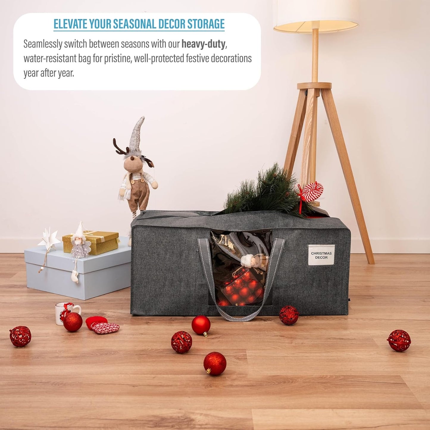 VENO 4 Pack Heavy Duty Moving Bags, Christmas Storage Bins with Lids, Transparent Window Design, Alternative to Moving Boxes, Storage Bags for Clothes, Blankets, Comforters, Pillows (Gray, 4 Pack)