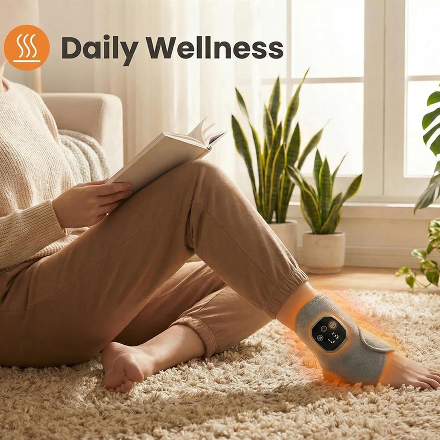 Cordless Foot Massager with Heat, Adjustable Heated Ankle Wrap, 4 High Heat Levels, 3 Strong Vibration Modes, Long Battery Life, Quiet Wireless Heating Pad for Pain Relief, Plantar Fasciitis