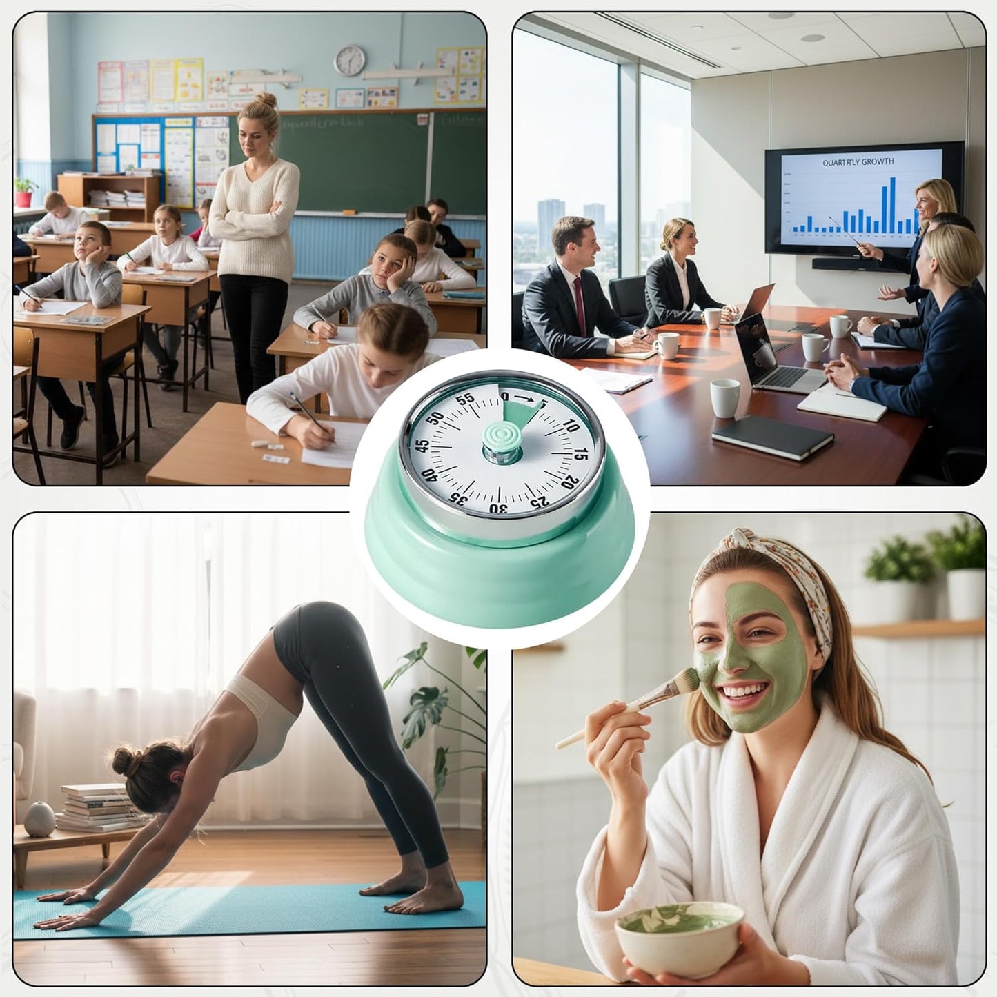 60-Minute Magnetic Visual Timer, Silent Operation and No Battery Needed, Time Management Tools for Kitchen, Homeschool Desk, Office Meetings & Home Learning Timer (Green)