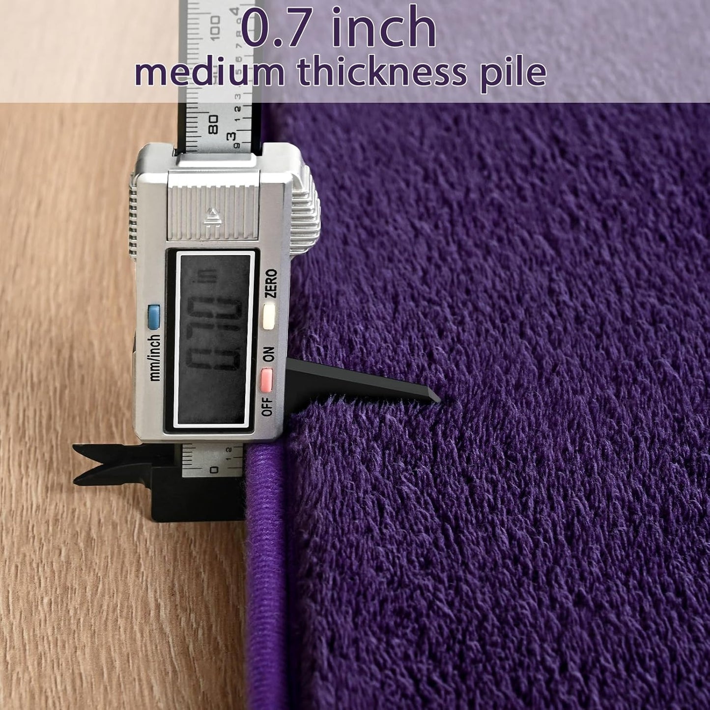 ISEAU 6x9 Rug for Living Room, Soft Memory Foam Carpet with Upgraded Non-Slip Silicone-Grip Bottom, Fluffy Shaggy Machine Washable Rugs for Living Room Kids Boys Girls Dorm Nursery Playroom, Purple
