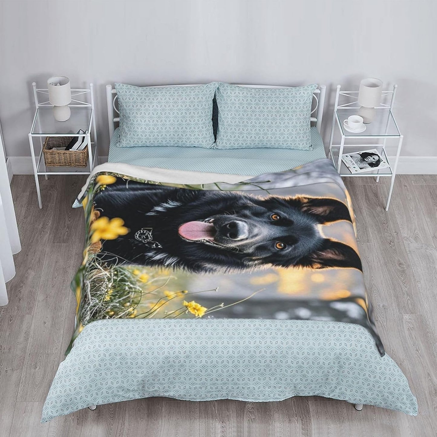 Throw Blanket Soft Cozy Bed Blanket 50"x40" Reversible Plush Blanket Black German Shepherd Dog Flannel Blankets Warm Cozy Throws for Sofa Lightweight Blankets for Couch Bed