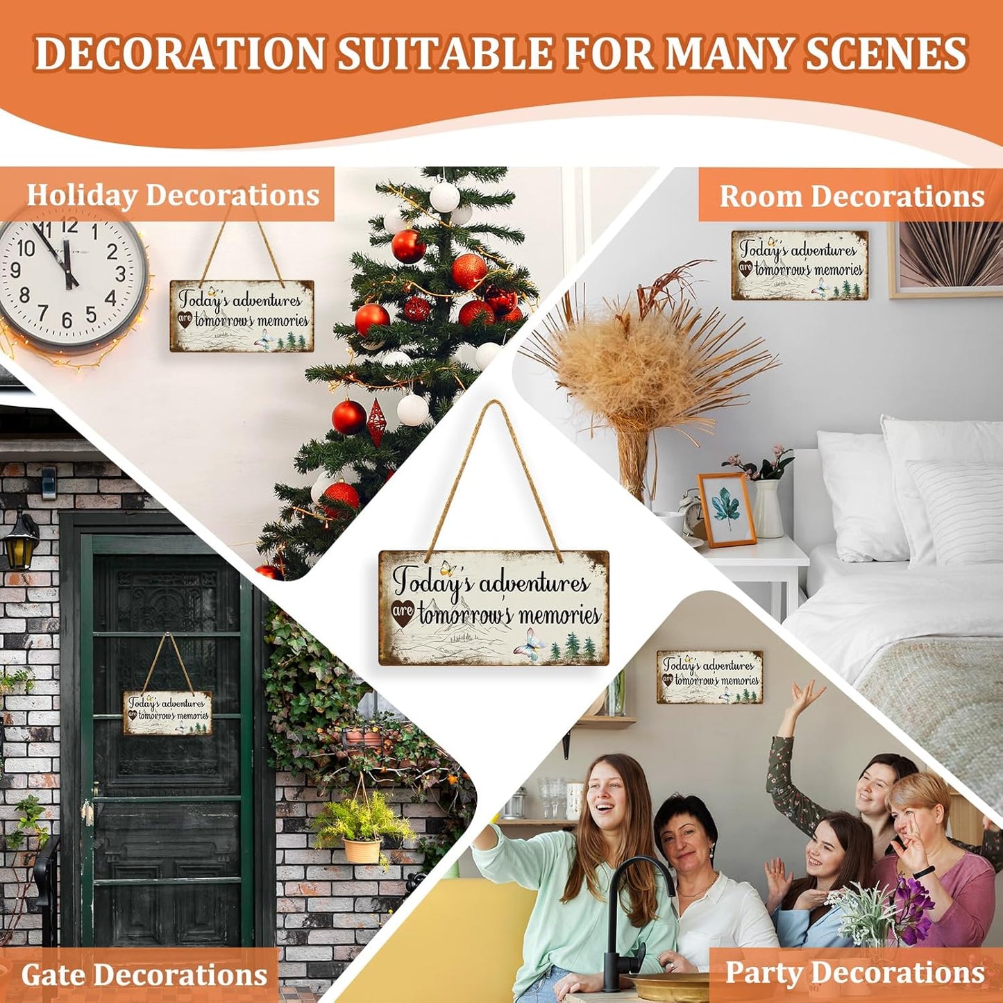 Camper Decor RV Wall Decor Camping Sign Campsite Decorations RV Accessories for Inside Outside Camp Decoration Today's Adventure Are Tomorrow's Memories Sign 10x5 Inches PVC Hanging Plaque