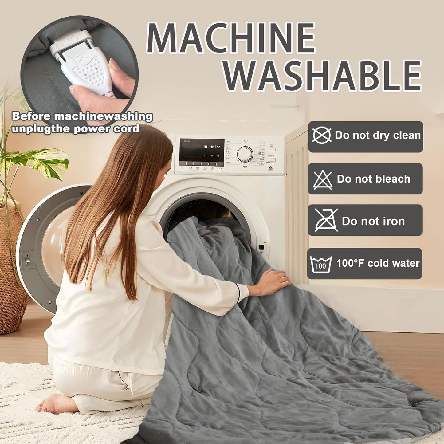 Electric Blanket Queen Size - Dual Control Heated Blanket Queen Size, Fast Heating with 10 Time Settings & 6 Heat Settings, Warm Gift (Gray, Queen/Full 90" x 90")