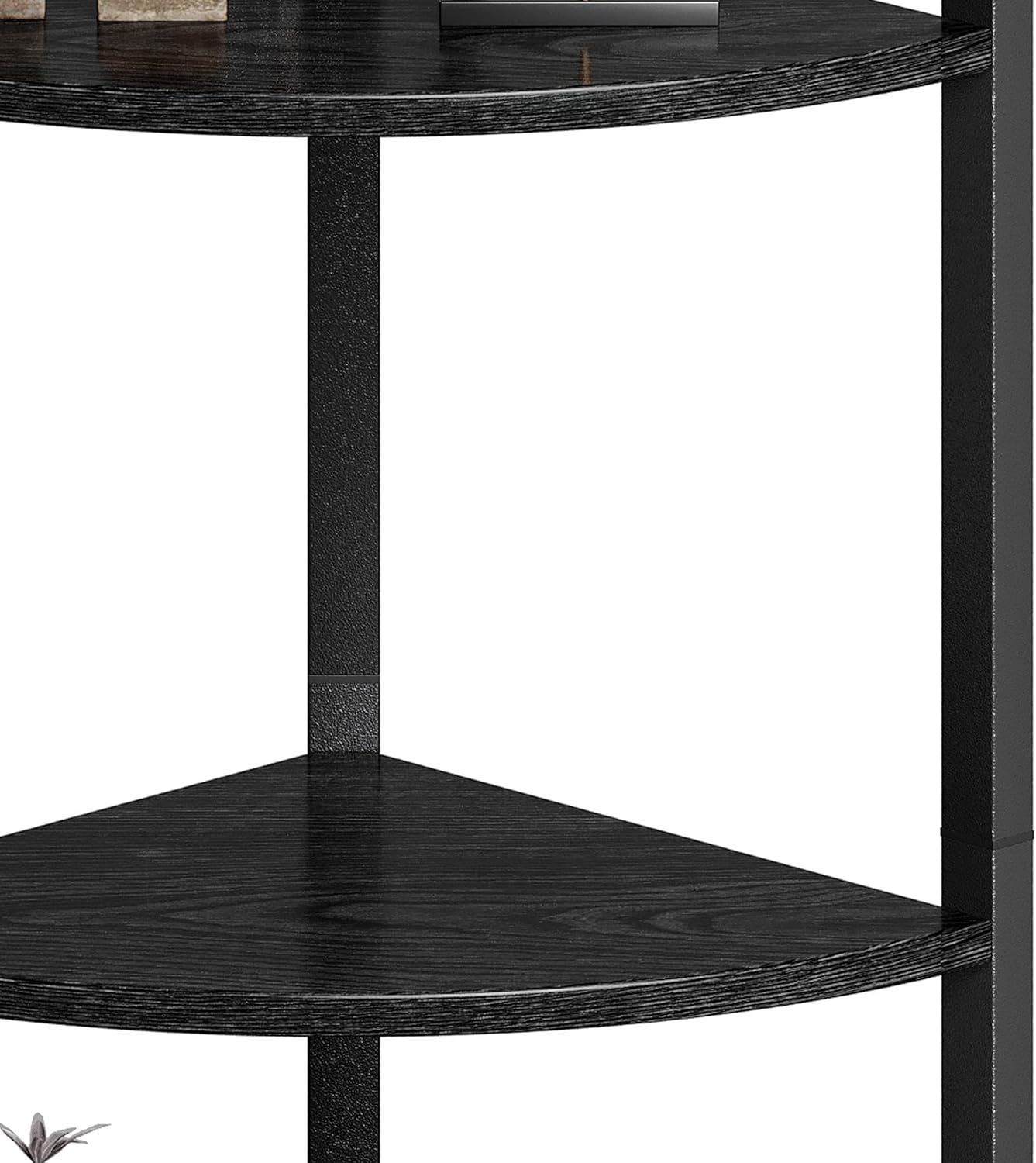 6 Tier Corner Shelf 63.1" Tall Corner Shelves stand Ladder shelf metal Standing Bookshelf Organizer Display Rack Bookcase Plant Stand Industrial for Living Room Bedroom Black Wood grain CS-001B3
