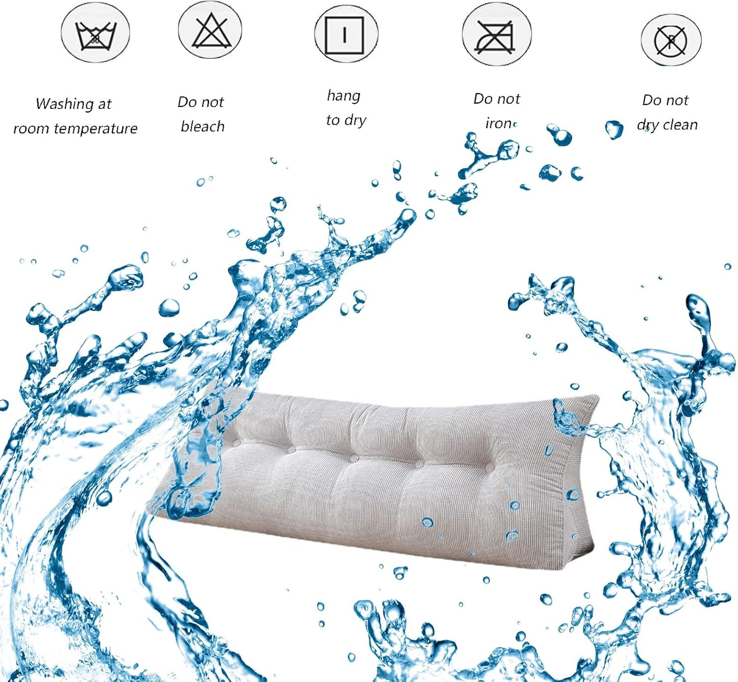 Headboard Bolster Pillow for Bed Rest & Back Support, 47.25IN Positioning Pillow for Sitting Comfort, Ideal for Reading & Relaxing in Bed (D 31.4IN/80CM)