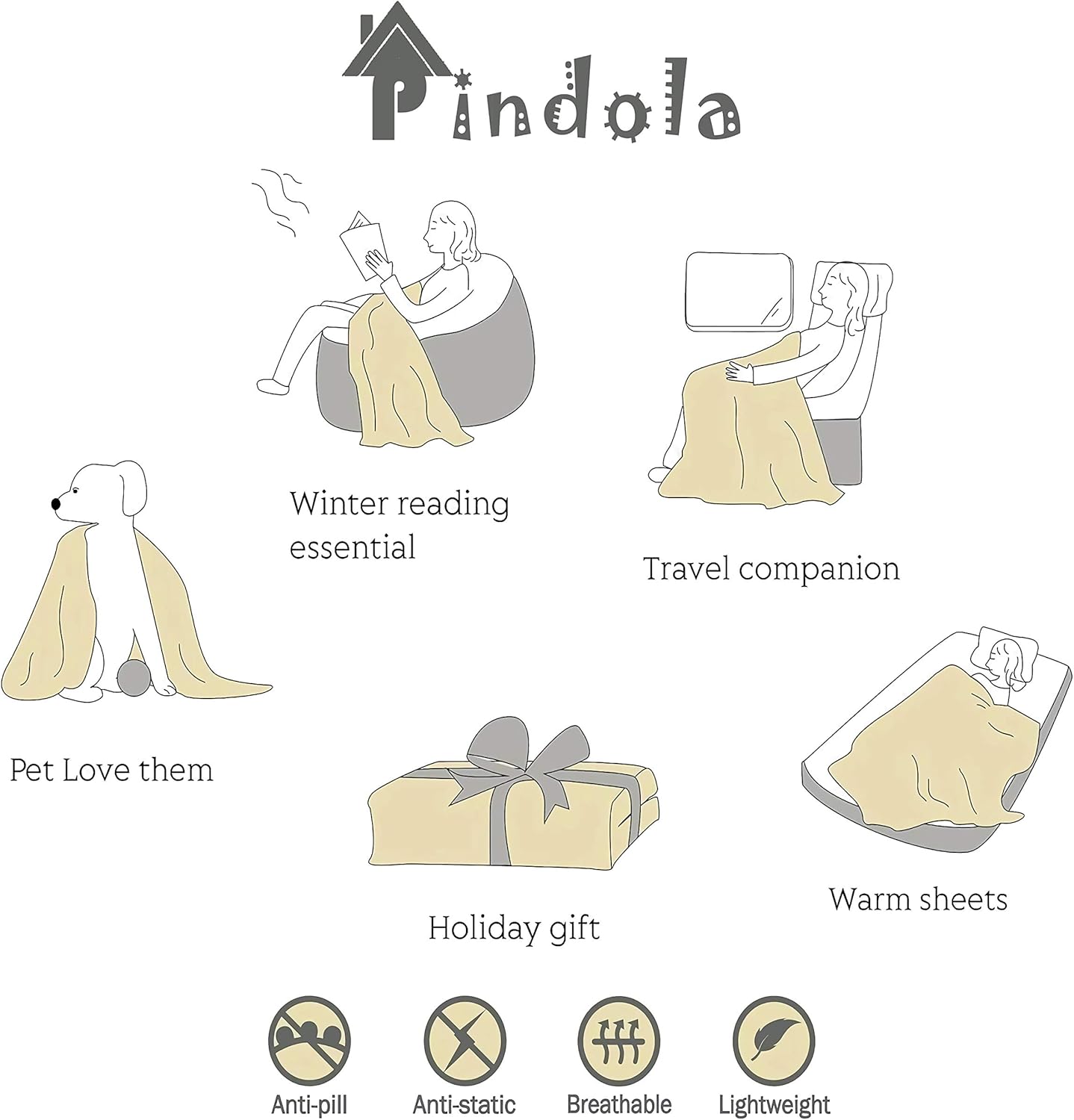 Pindola Candy Throw Blanket Warm Lightweight Soft Cozy Warm Home Decoration 60"x50" for Teen