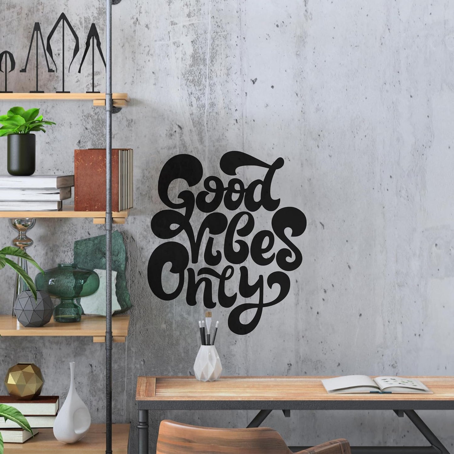Inspirational Wall Decals for Bedroom Motivational Decal Quote Positive Kids Word Sayings Sticker Home Office Sign Classroom Decor Art Removable Vinyl Decorations (Good Vibes 5 (10x12))