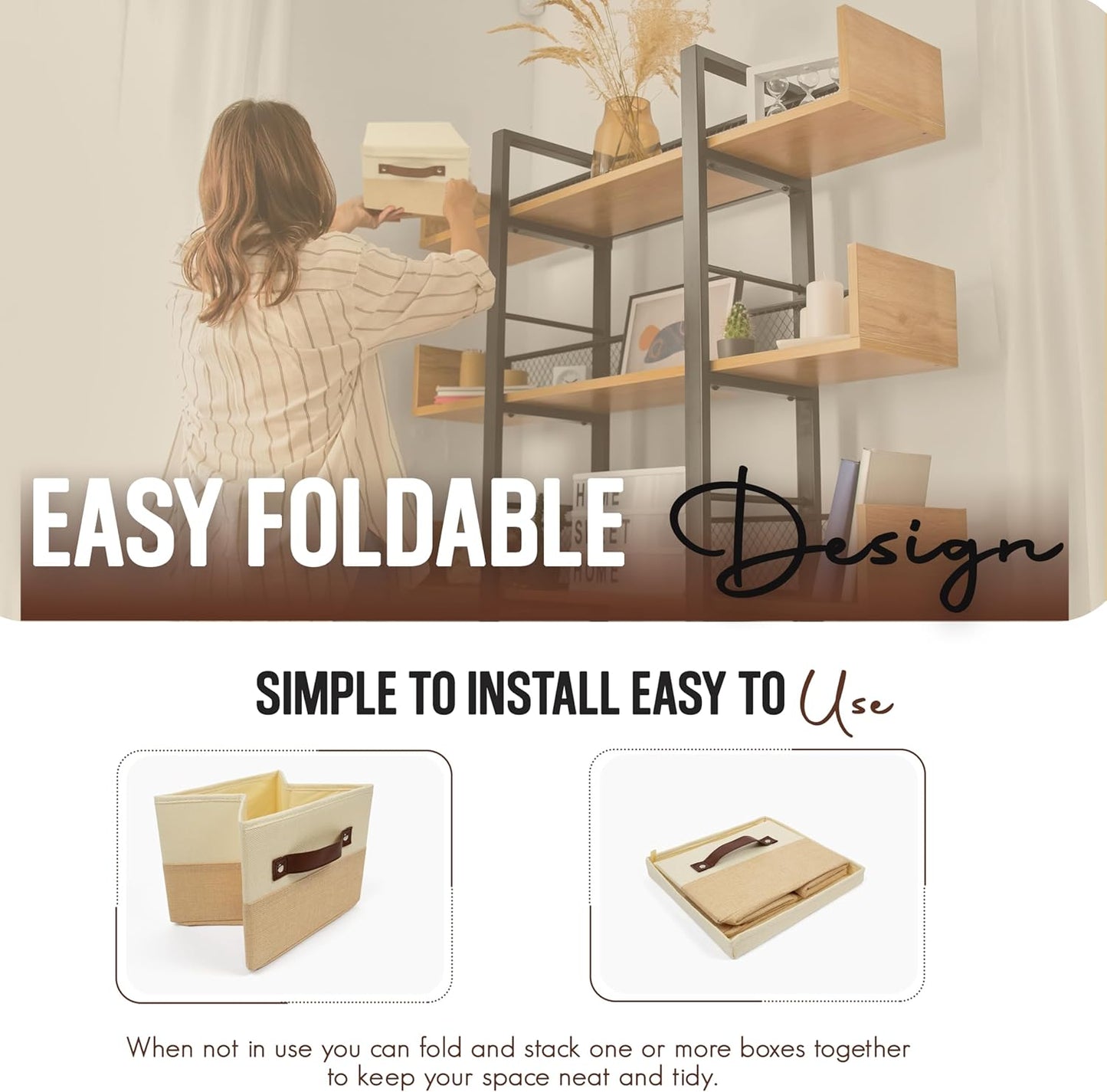 Greeting Card Organizer Box with 15 Dividers | Holds 150+ and Collapses When not in Use | Stylish Greeting Card Storage Box Organizer